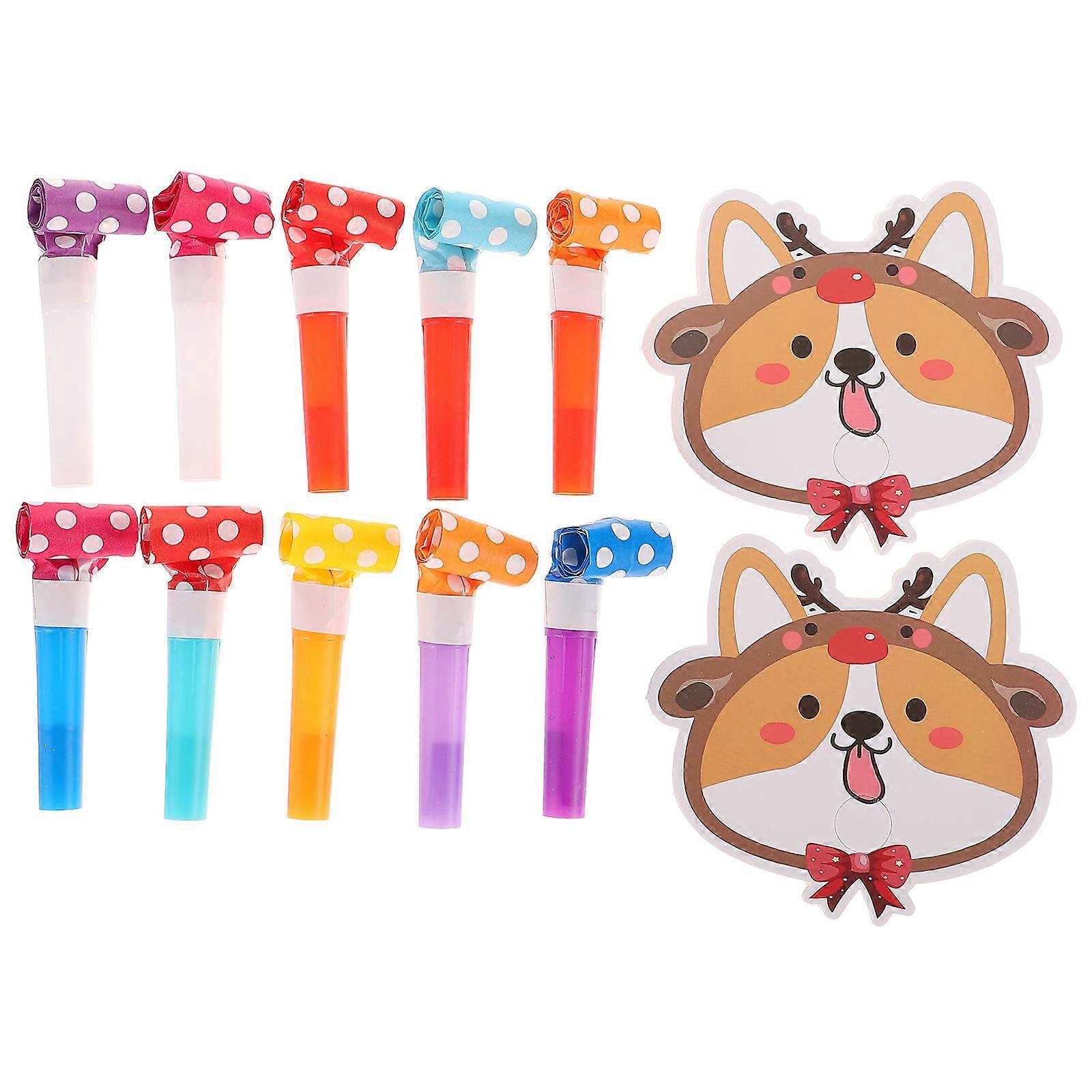 10 Sets Funny Birthday Party Blowouts Blowers Musical Party Blowouts Noisemakers (Corgi)