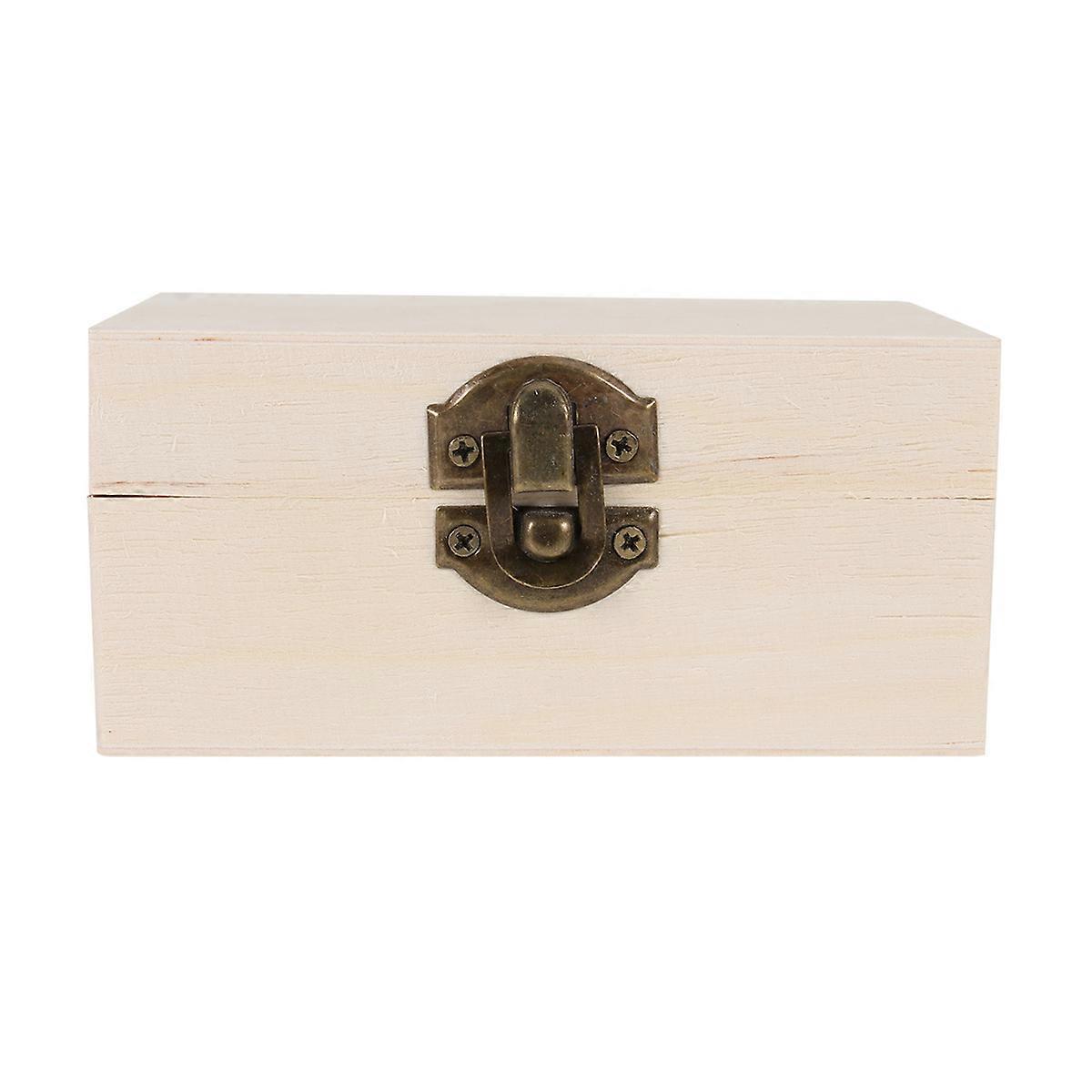 Small Storage Cases Wooden Jewelry Box Simple Rustic For Jewelry Accessories Rectangular Shape Wood Organizer 1Pack