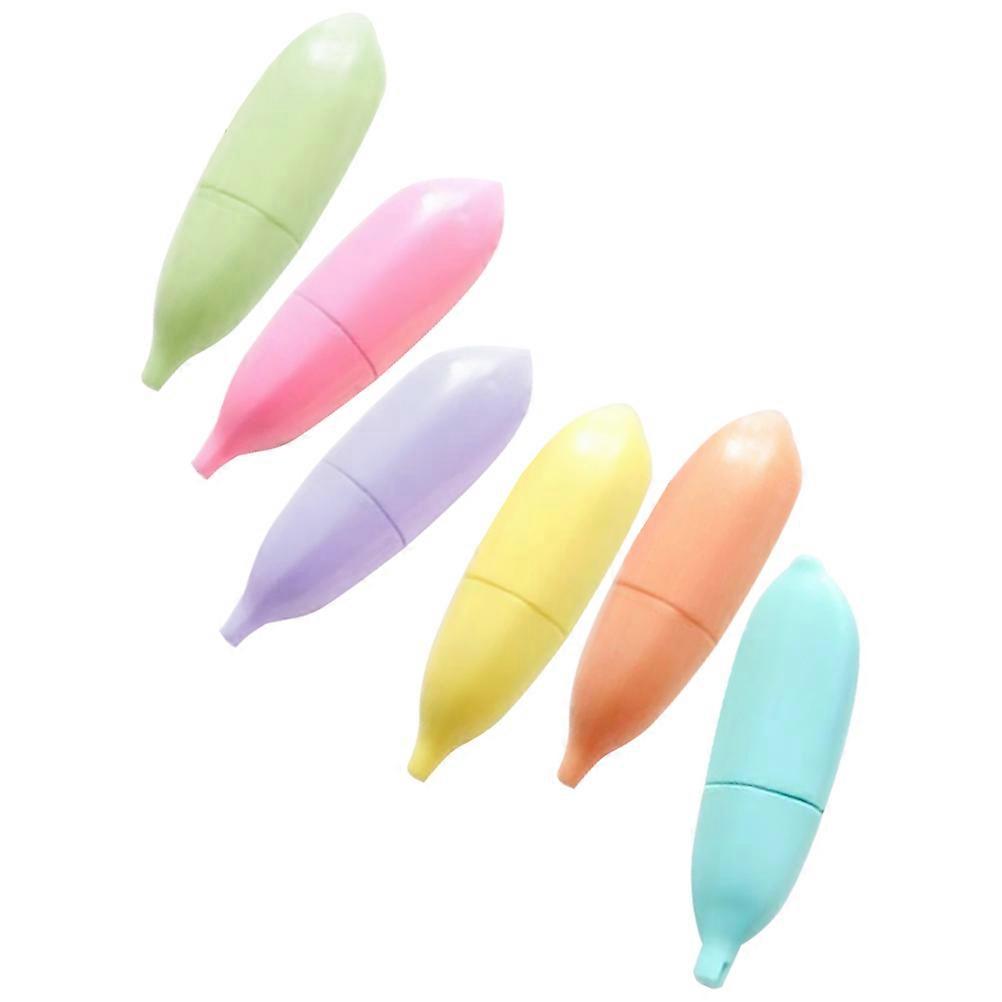 Mini Highlighters Writing Banana Shaped Highlighter Book Markers Assorted Work 6Pcs