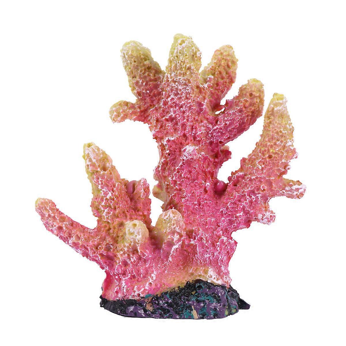 Realistic Coral Aquarium Ornament Fish Enthusiasts Coral Shape Resin Material 8 x 4.5 x 9cm 1Pack