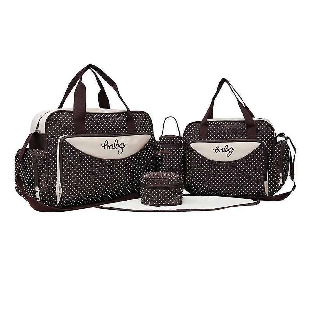 Tote Bag Set Multi-Function Mummy Bags Large Capacity Shoulder Bag Handbag Coffee For Everyday Use 5Pcs