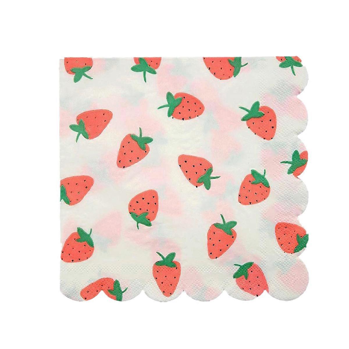 Decorative Paper Napkins Strawberry Printing for Festival 25x25cm 16Pcs