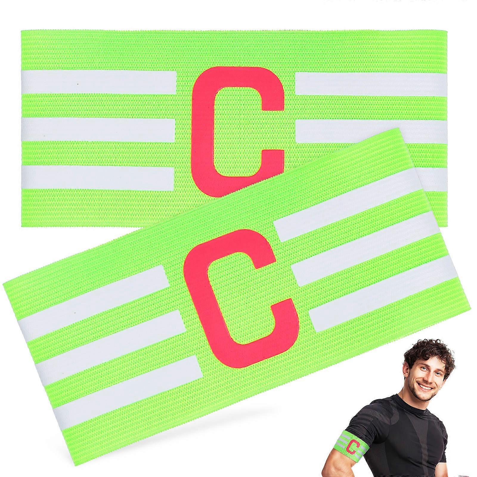 Captain Armband Soccer Captain Arm Band Elastic Highly Visible Sports Team Captain Armband Green Rectangle 2Set