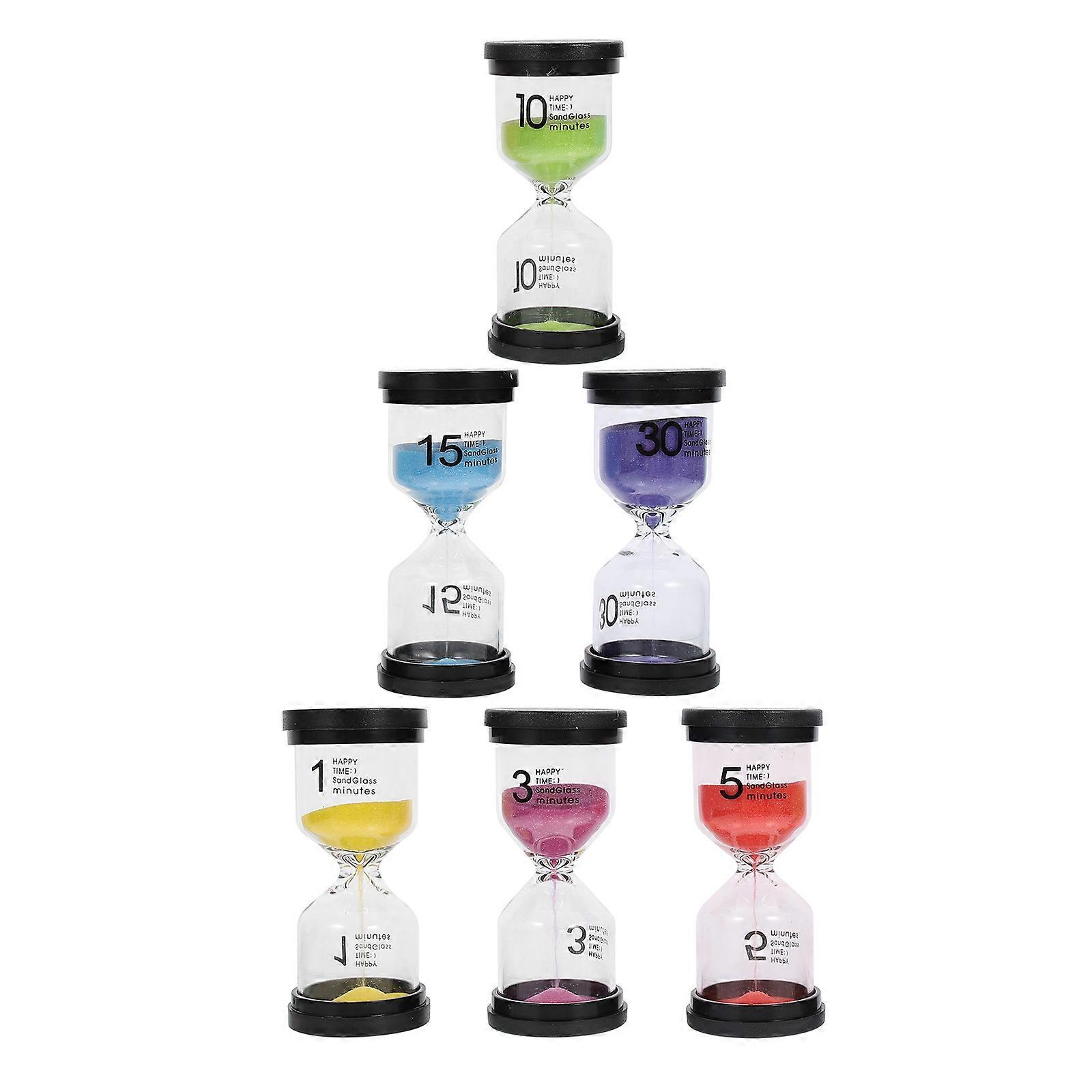 Hourglass Decor Sand Timer Creative Hourglass Ornament Assorted Color 10X4.5X4.5CM Timing Tool 6Pcs