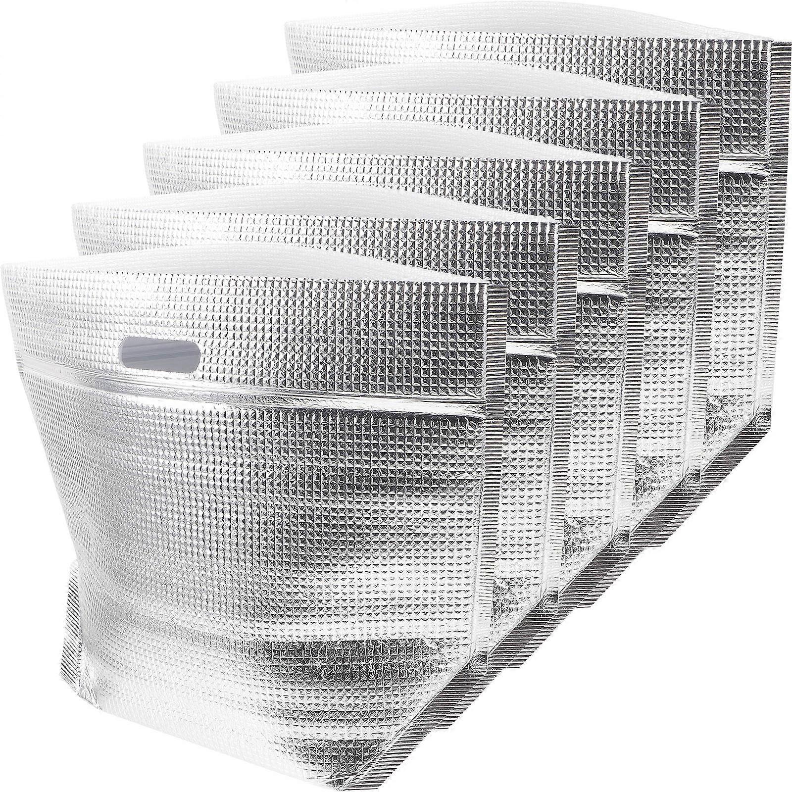 נרתיק סנדוויץ' מבודד תרמי טרי תיק פיקניק כסף רב פעמי 16.51x12.18x6.29 אינץ' 5 יחידות