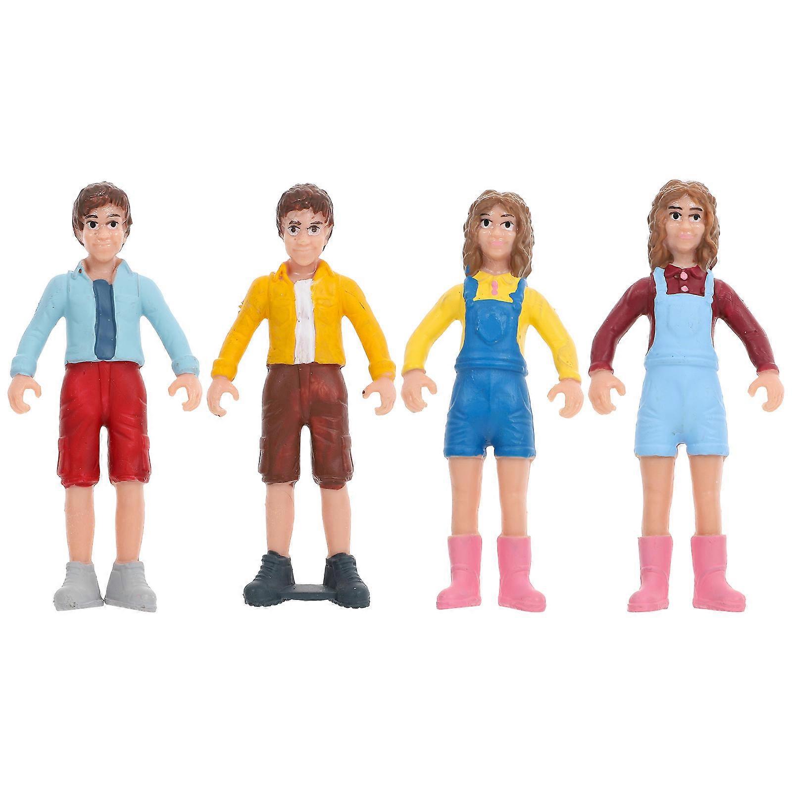 Miniature People Figures Imitated People Figurines Realistic Design Ornaments Assorted Color 8X4X1CM 1Set