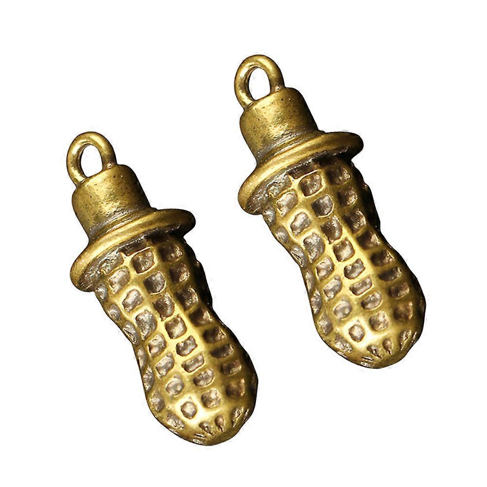 Brass Keychain Pendant Copper Peanut Pendant Daily Use present 2Pcs