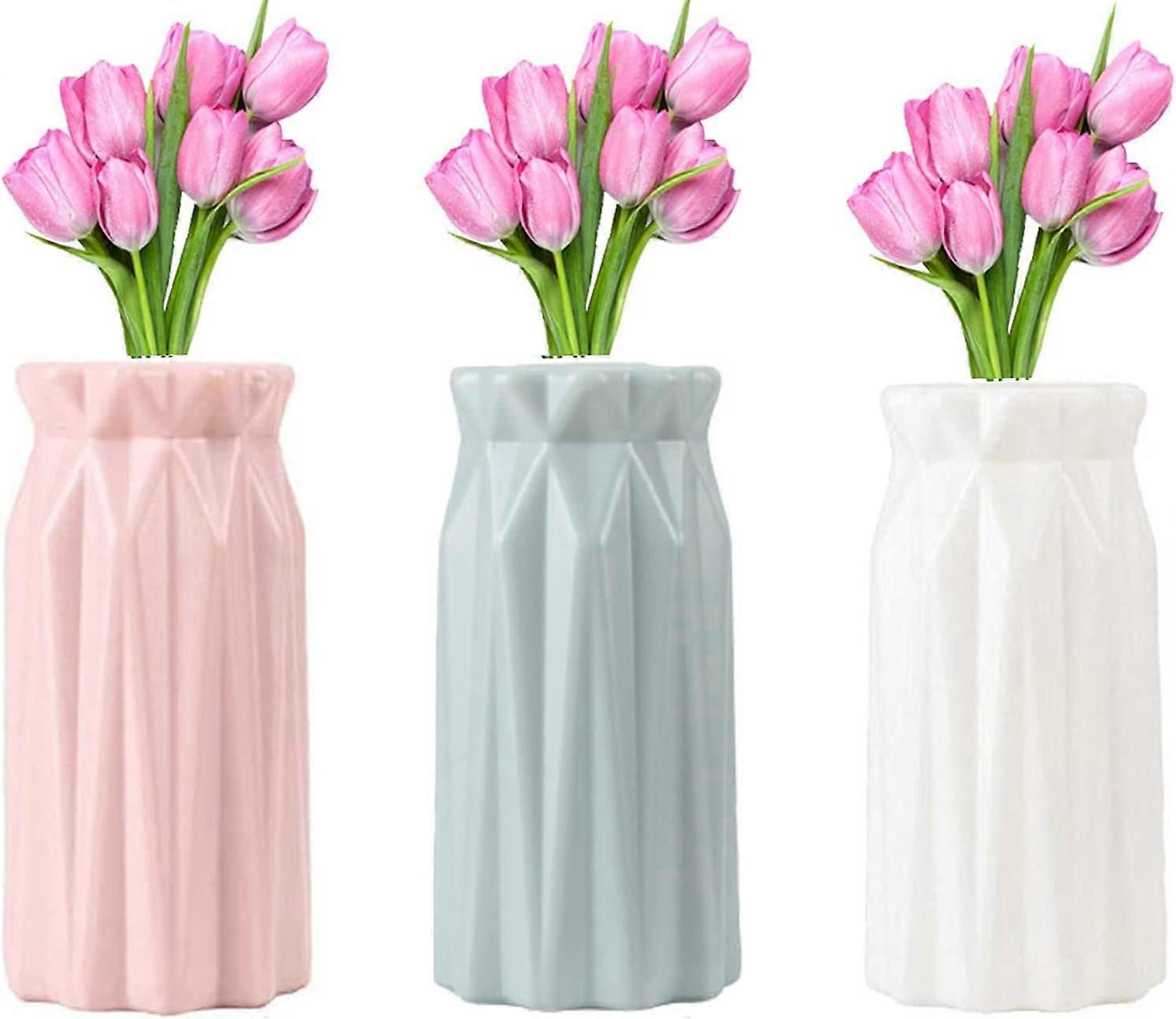 3 pieces of plastic vases, modern geometric minimalist style