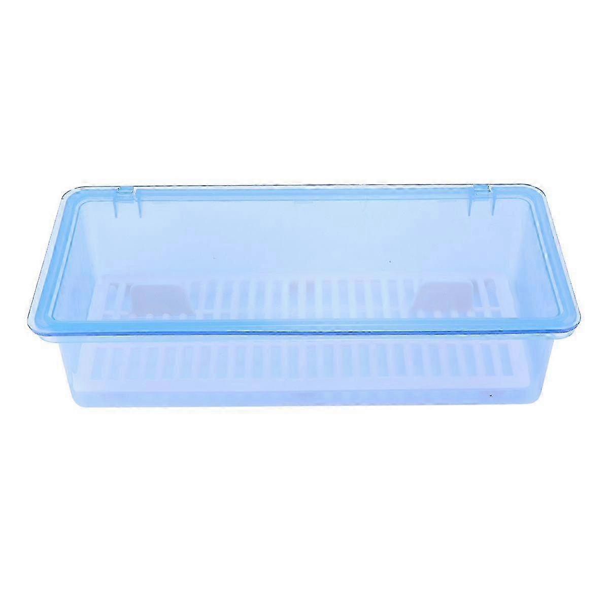 Transparent Dust-proof Utensil Storage Container for Kitchen Cutlery Forks and Chopsticks Organizer (Blue)