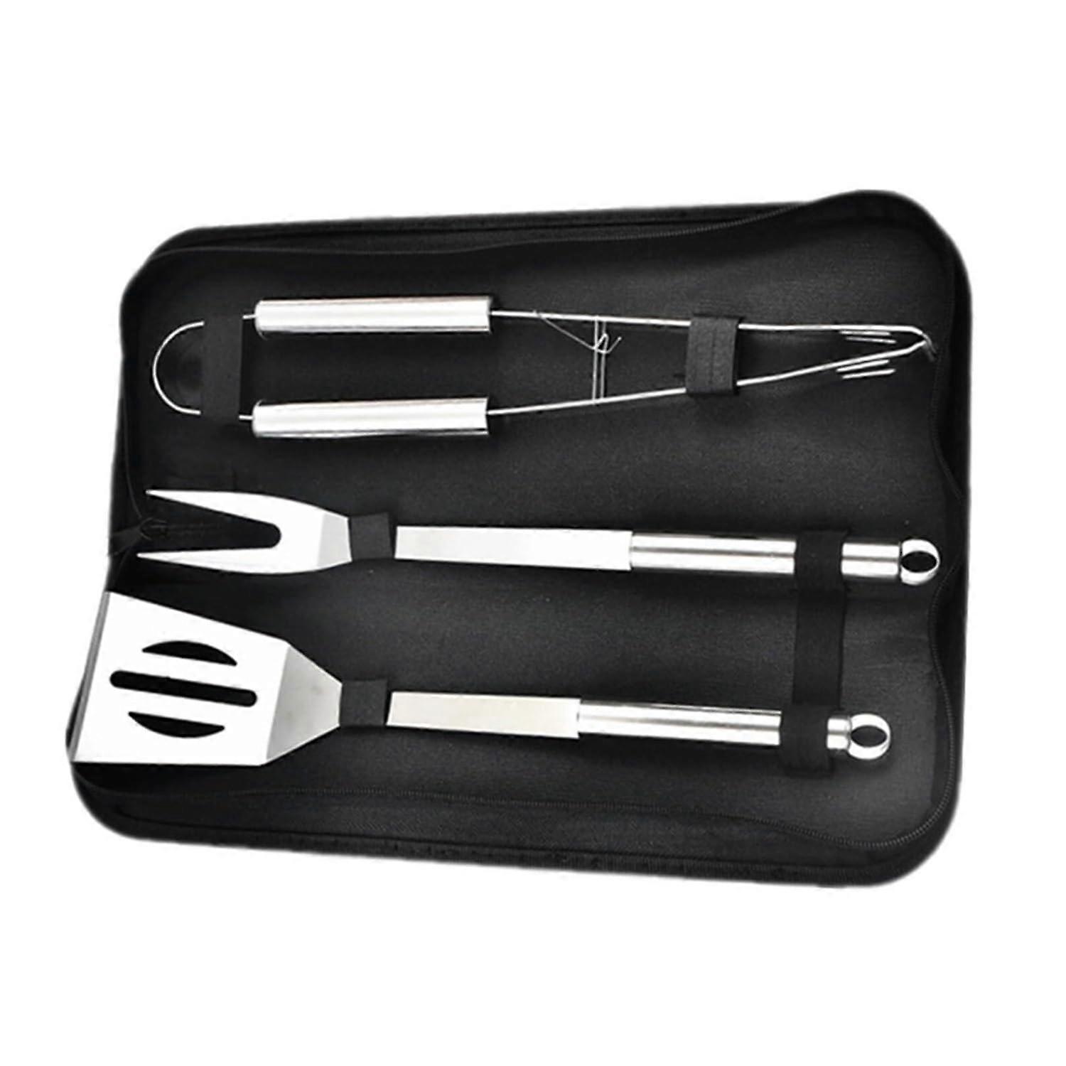 3piece grilling tool set, grilling utensil set, spatula, tongs and fork for outdoor cooking and camping