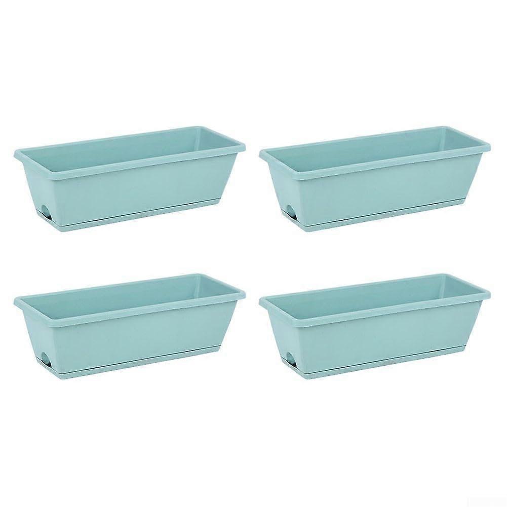 4 x Blue Plastic Boxes with Drainage Functions for Balconies, Gardens and Indoor Planting Projects Blue Ref: 2959