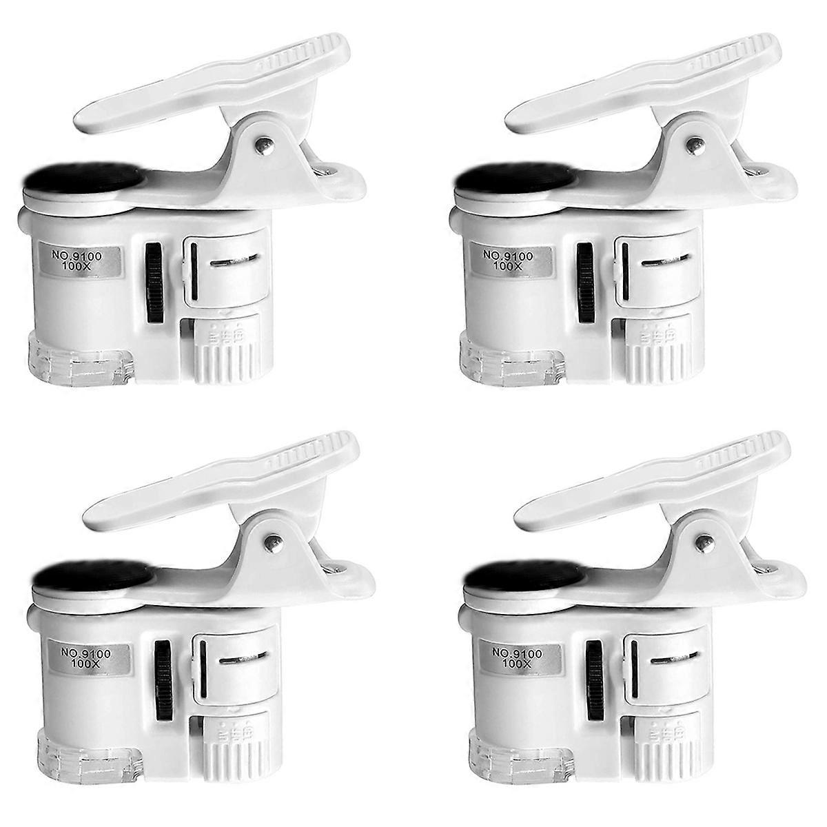 100X Zoom Clip-on Microscope with LED Light, Magnifying Lens Glass