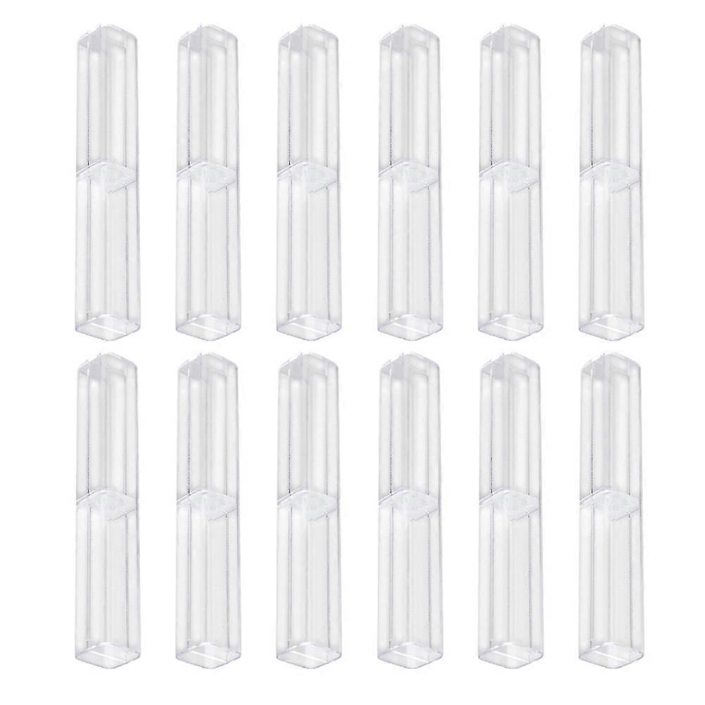 12pcs Transparent Portable Pen Case Plastic Organizer Simple Stylish Design for Students Easy to Carry Storage Box
