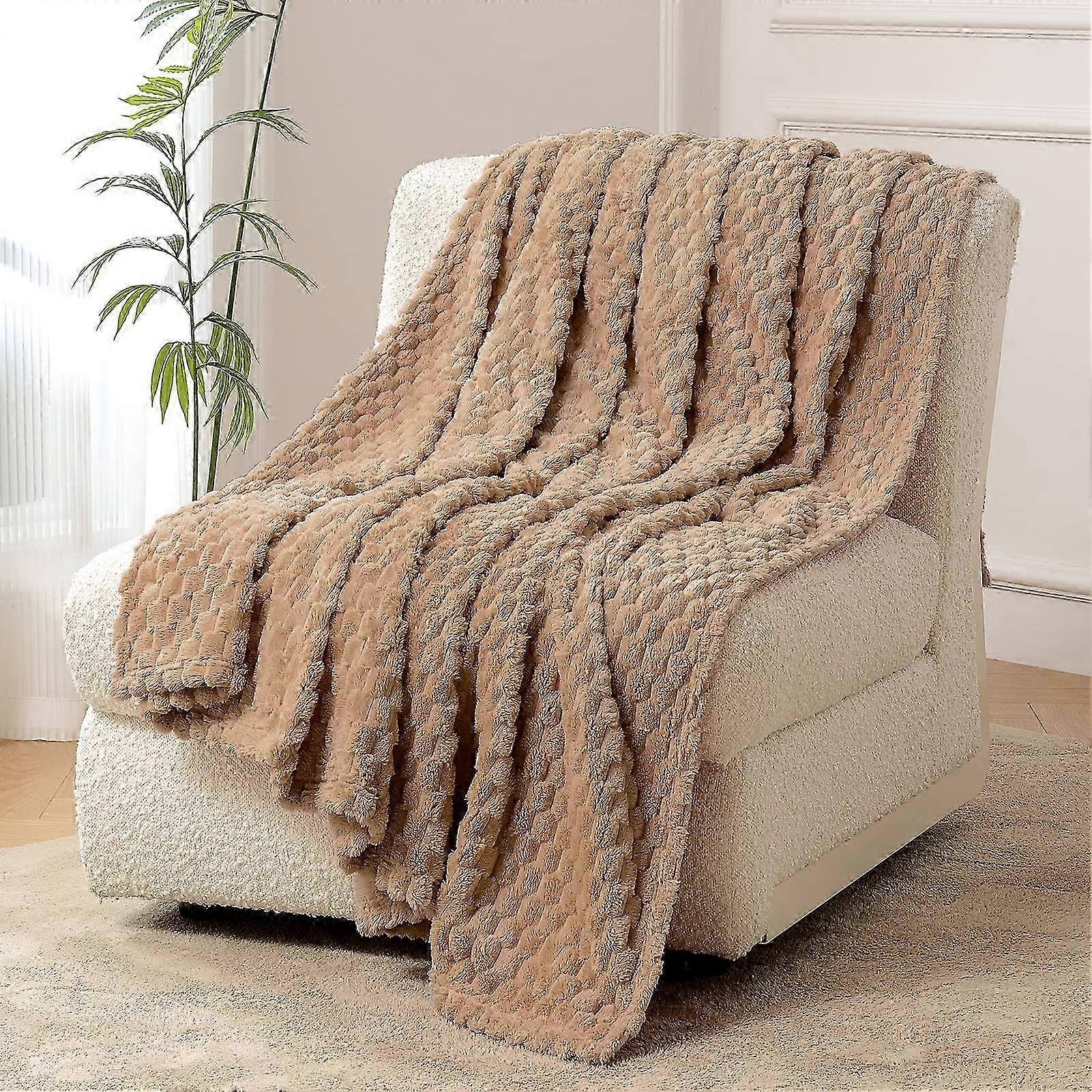 Ultra Soft Plush Fuzzy Throw Blanket Suitable for Couch, Dimensions 50x60 Inches