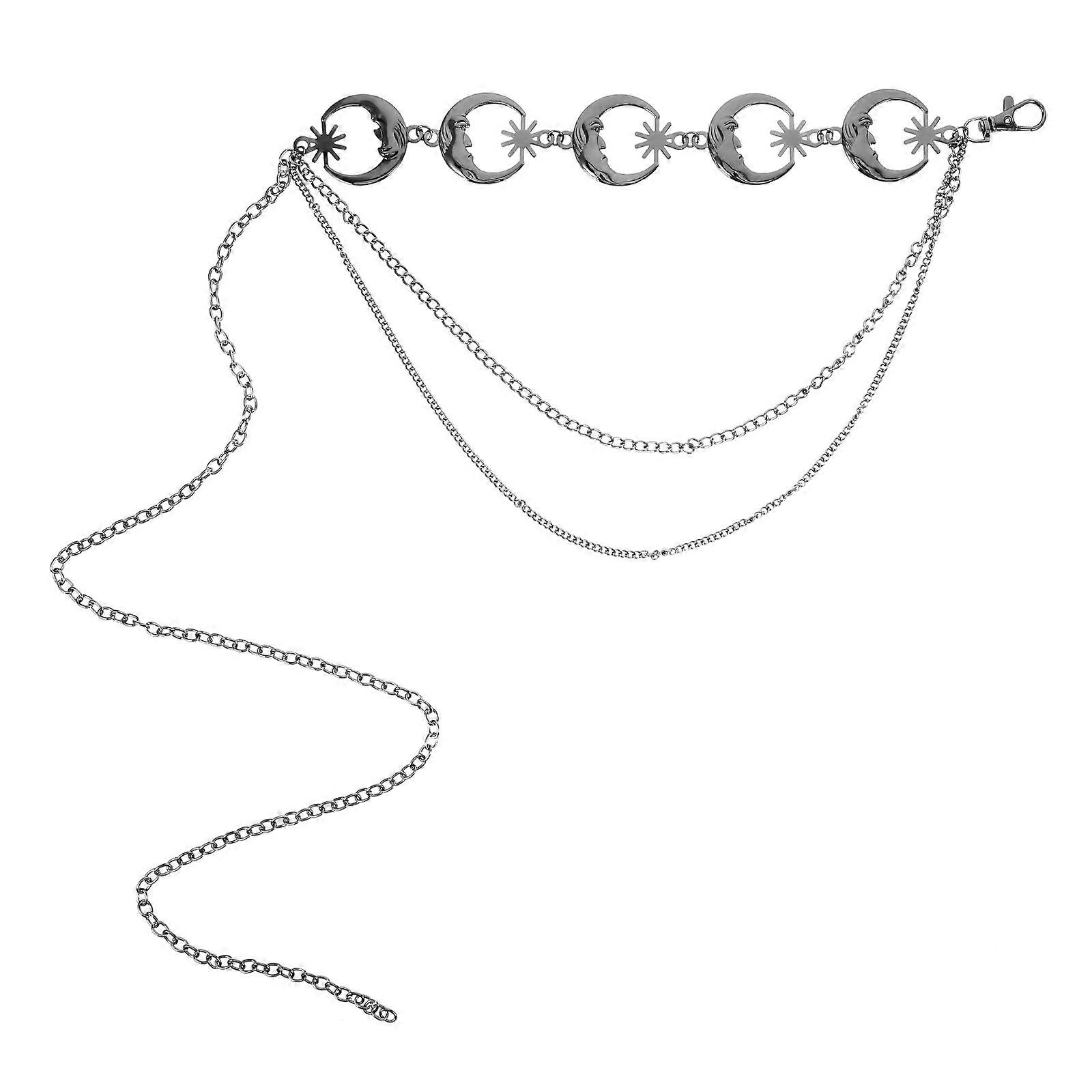 Chic Adjustable Vintage Metal Waist Chain with Star and Moon Design for Women – Stylish Belly Chain Jewelry for Comfortable Fit and Casual Wear
