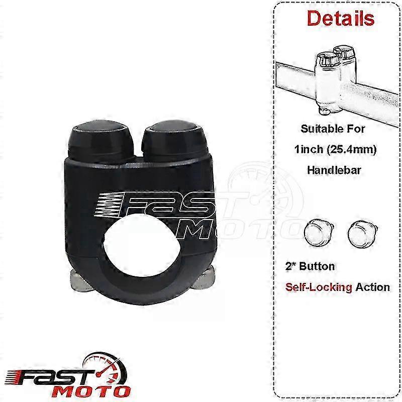 Handlebar Control Switch Button for Motorcycles, 22mm and 25mm Black Chrome Momentary Self Lock On Off Mini 2-Button Switches, Suitable for 