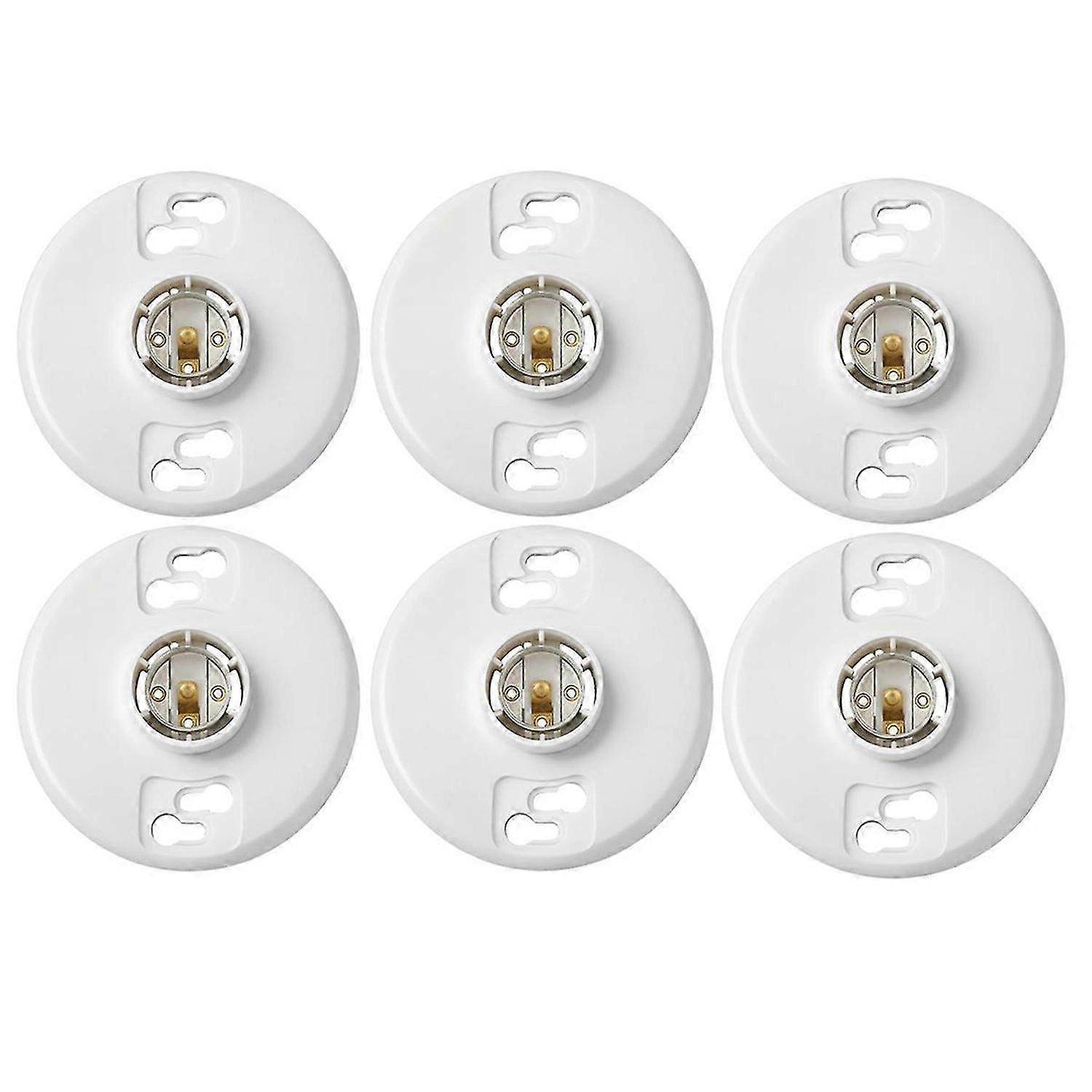 6Pcs Medium Base E26 Lampholder Keyless Top Lamp Holder Ceiling Light Sockets White Phenolic Bulb So