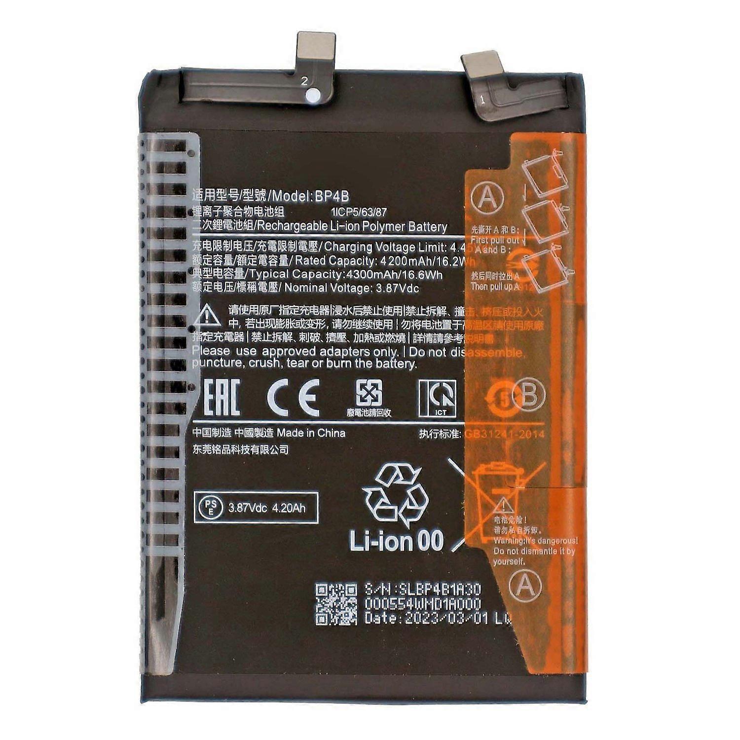 For Xiaomi 12 Lite 5G 3.85V 4200mAh Rechargeable Li ion Battery Assembly Part (Encode: BP4B)