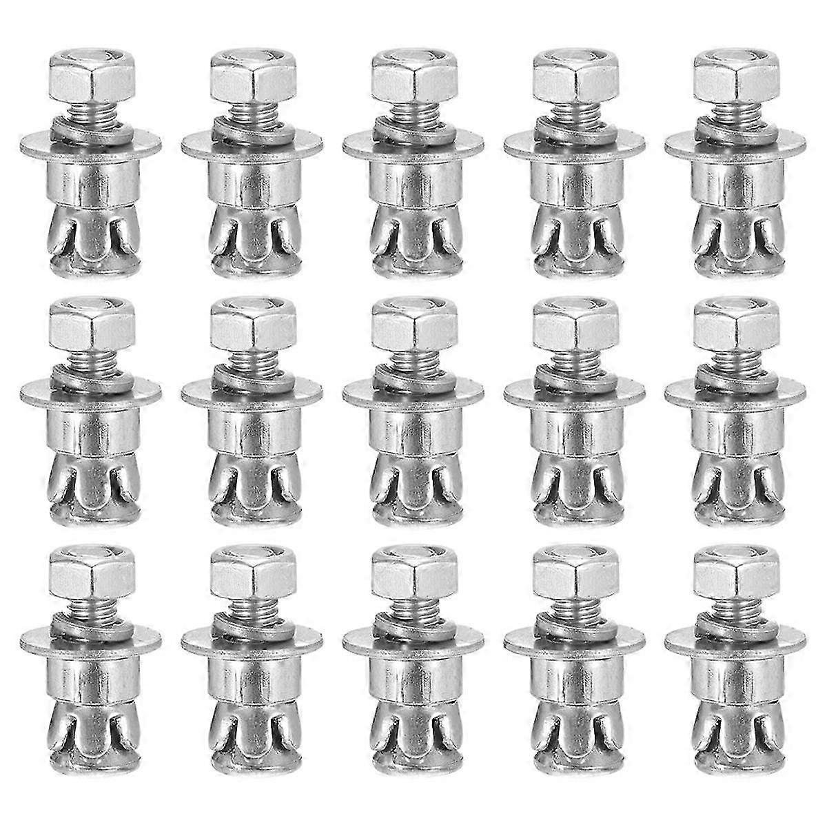 1/4 pouce x 5/8 pouce Ancrages à manchon d’écrou hexagonal - Paquet de 100 - Convient aux murs de blocs de briques sèches en béton - Acier au carbone - Argent