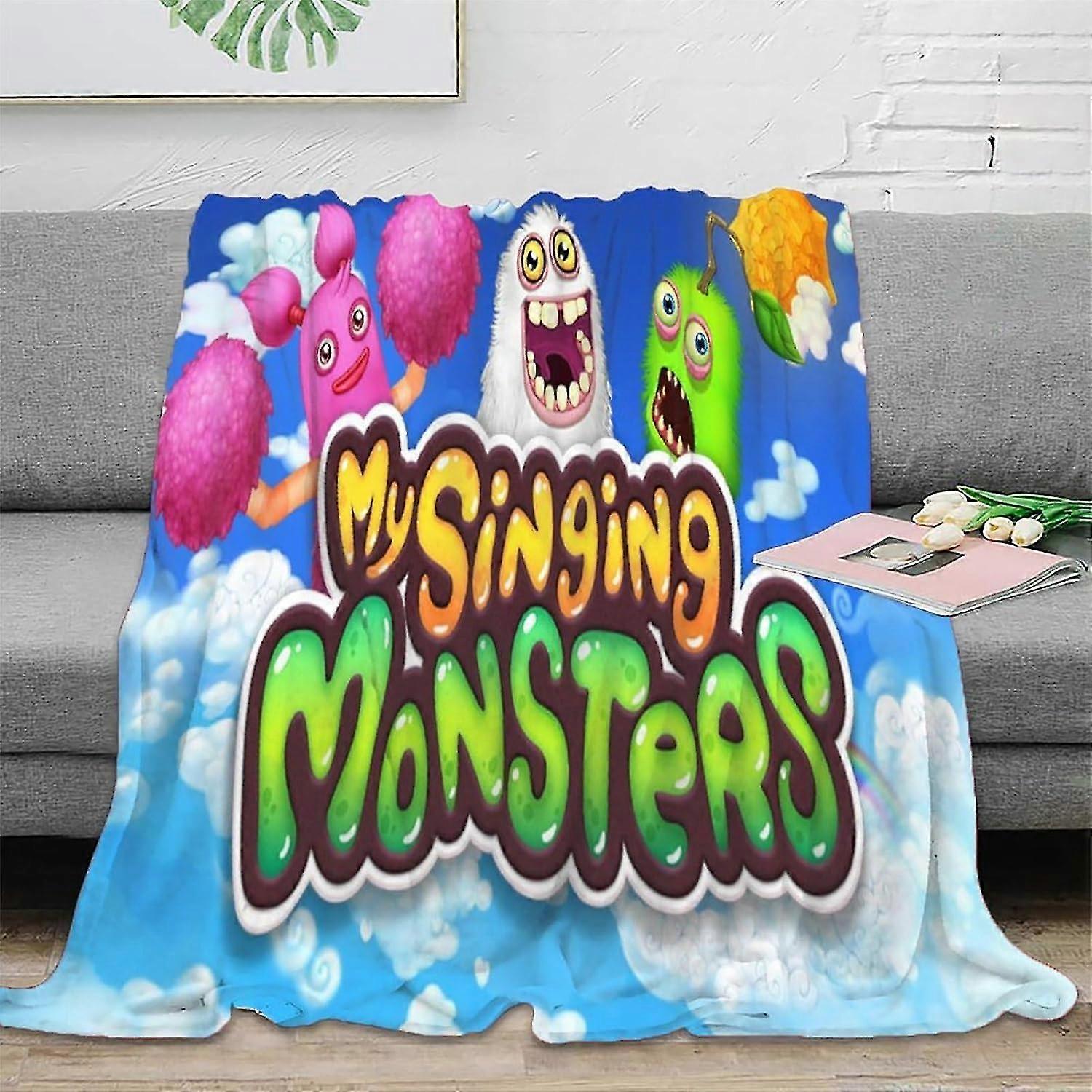 Flanelowy koc do sofy telewizyjnej, nadruk 3D My Singing Monster, miękki i lekki pluszowy koc