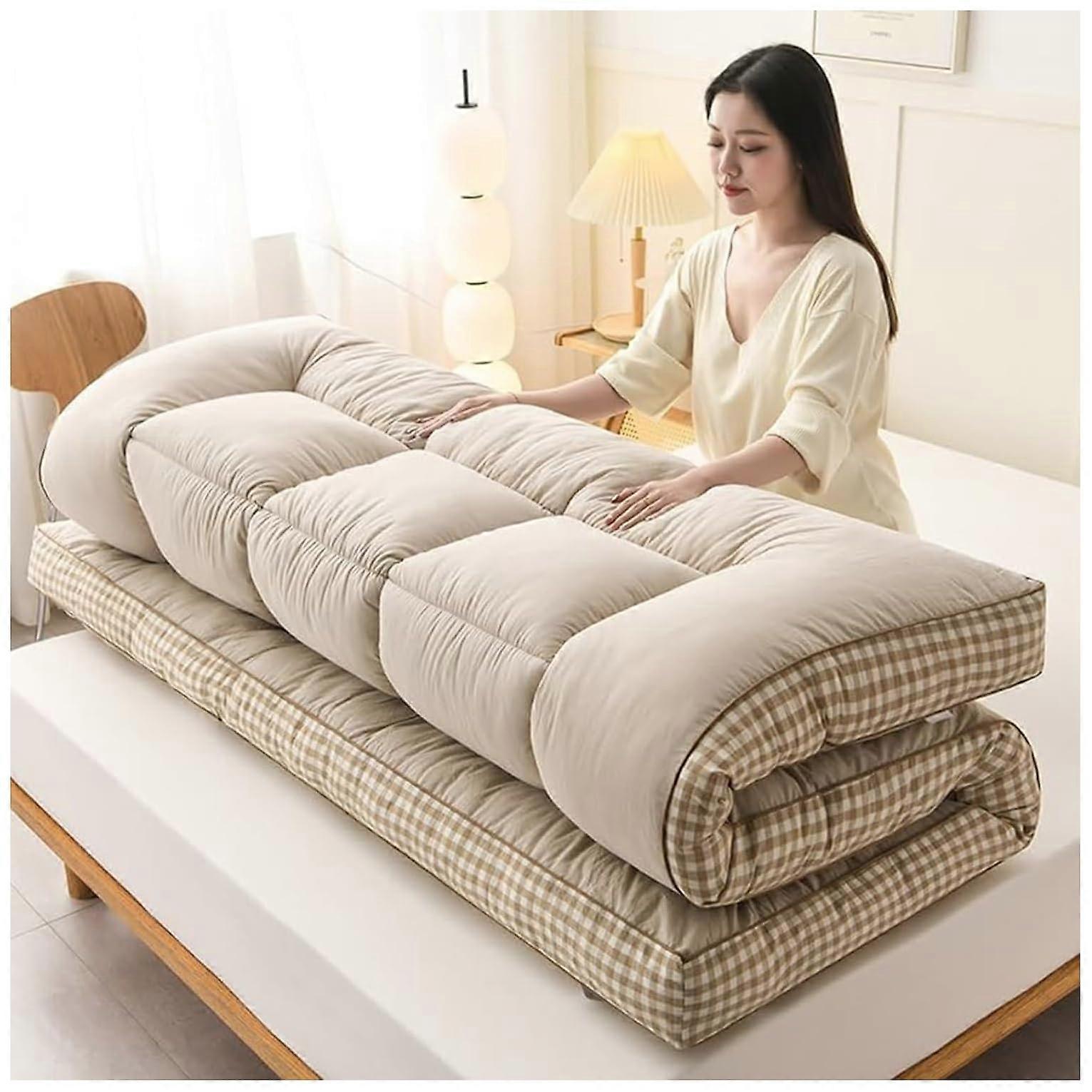 Futon Floor Mattress, Foldable Floor Bed, Camping Mattress (Beige, 90x200cm) Ref: 4729