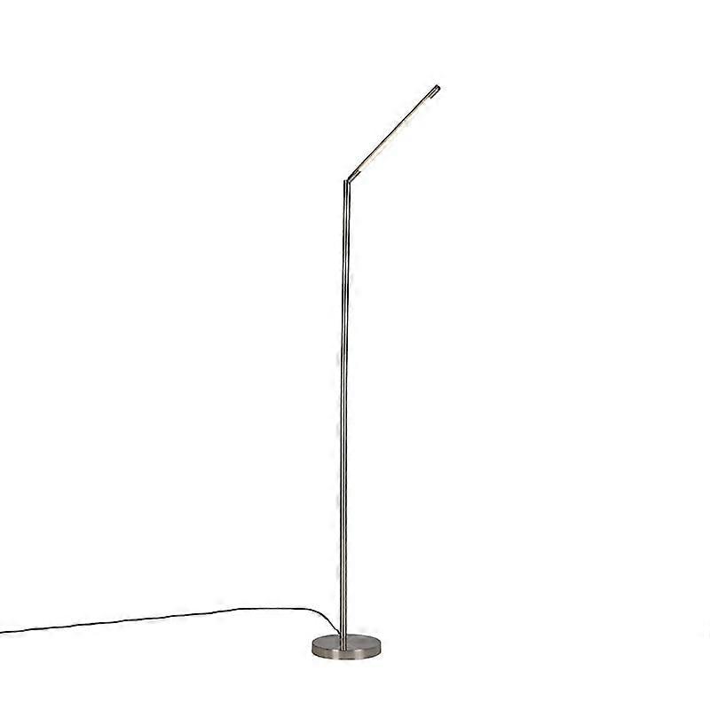 Modern Floor Lamp, Corner Lamp, Oblong Steel, Matte Nickel Finish, LED Included, Dimmer, Dimmable