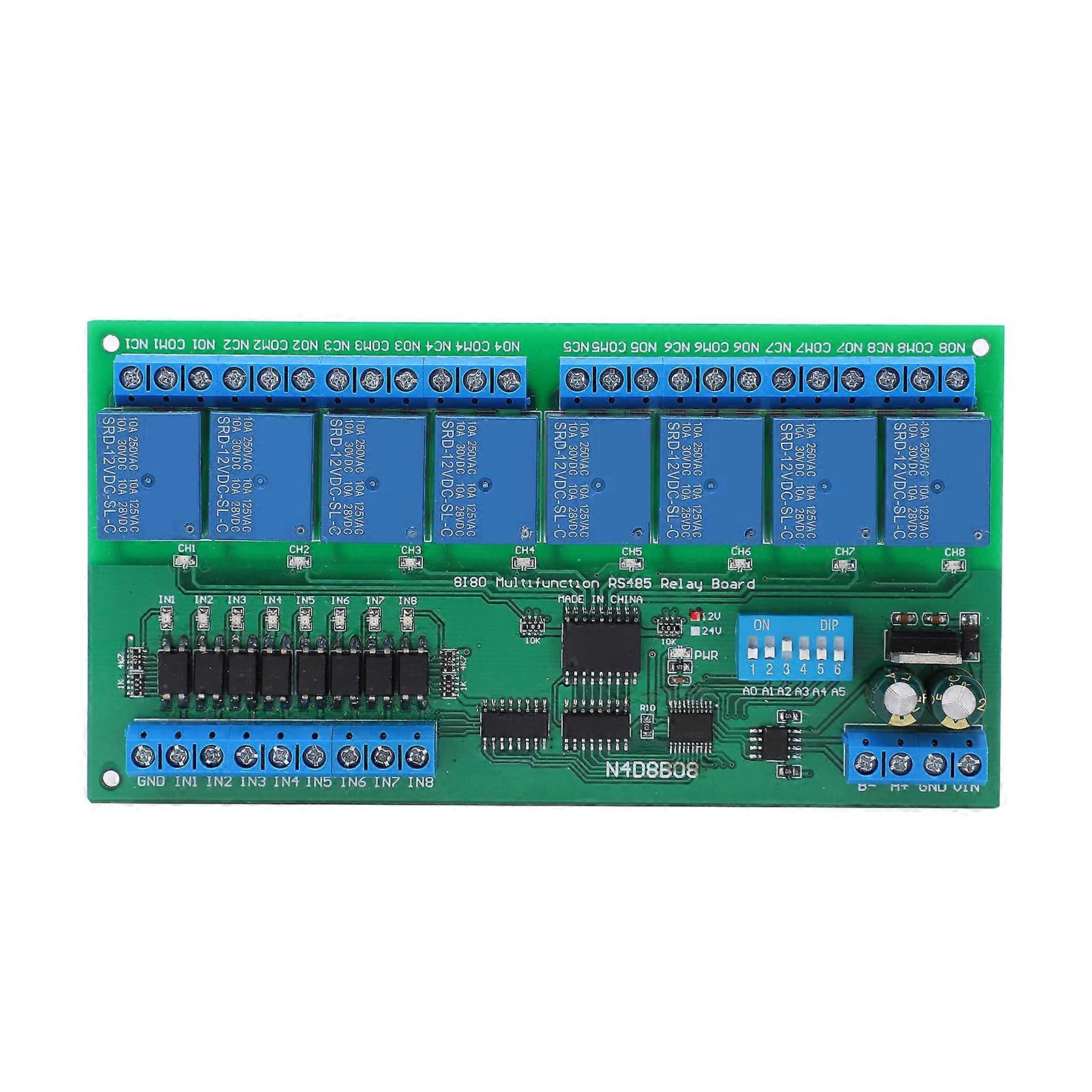 RS485 وحدة التتابع 8 المدخلات 8 الإخراج DIN35 السكك الحديدية مربع PLC مكونات لوحة التوسع N4D8B08-R 12V
