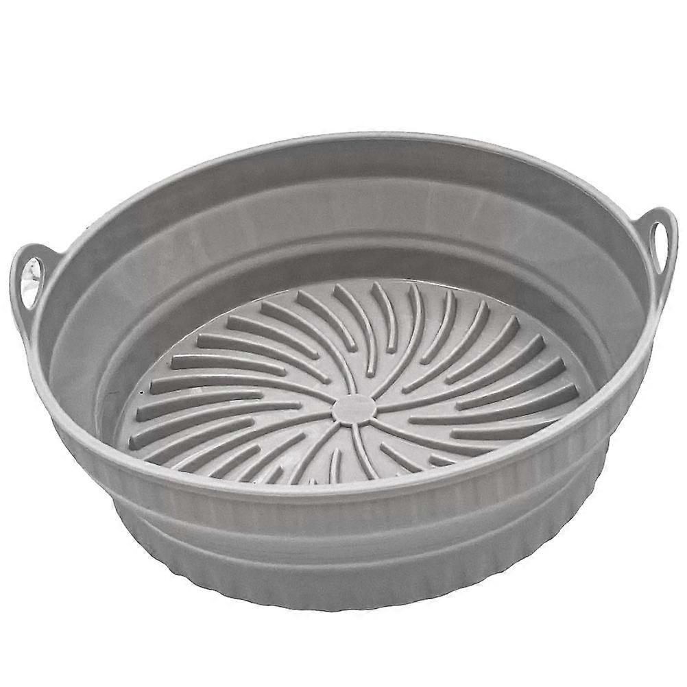Heat Resistant Silicone Air Fryer Liner, Non Stick Reusable Baking Mat for Crispy Snacks & Steamed Food, Grey