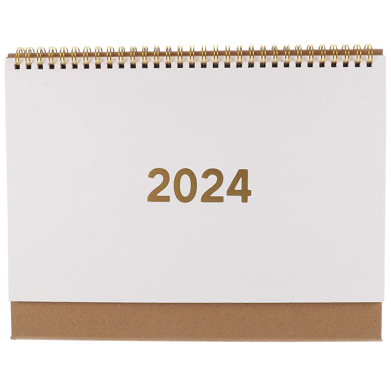 Desk Standing Calendar Decoration Rectangular Office Desk Calendar Page Turning Large Size White 1Pack