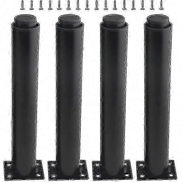 طقم من 4 أرجل أثاث معدنية قابلة للتعديل (25-42 سم ، أسود) - قوية ومتينة