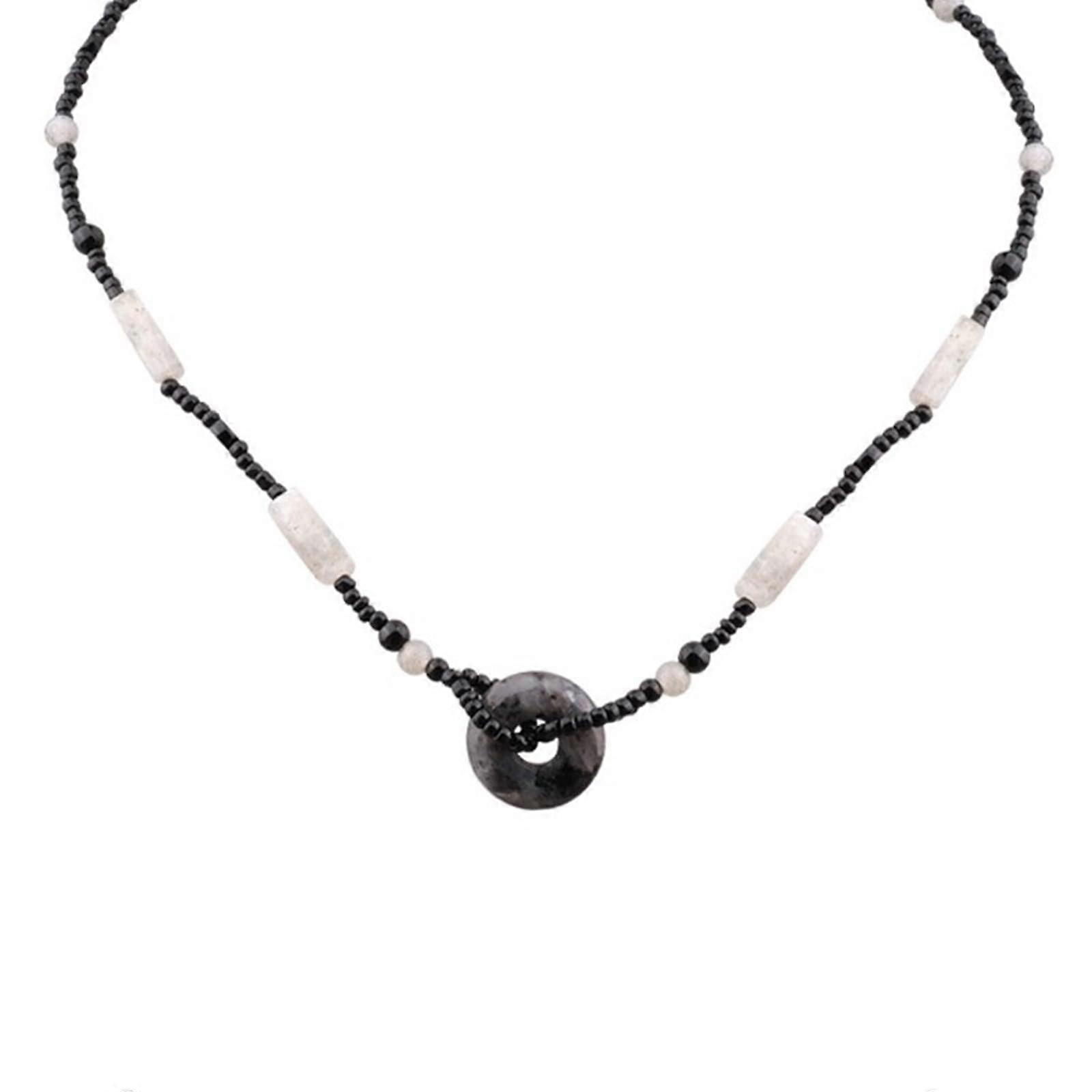 Vintage Jade Pearl Safety Locket Pendant Necklaces for Women Couples Aesthetic Style Adjustable Chain Jewelry