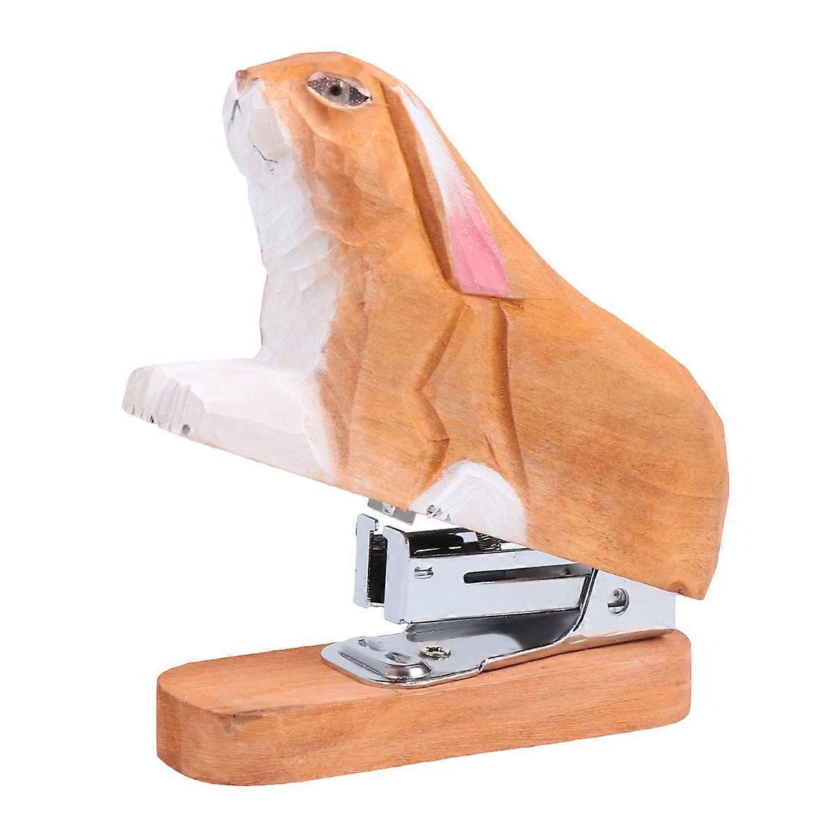 Aesthetic Stapler Mini Animal Reusable Creative Stapler Wooden Portable Design for Desktop Decoration and Office Use 1Pcs