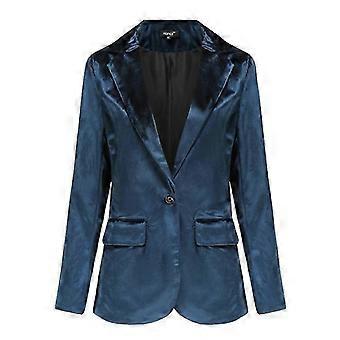 Womens Velvet Blazer Long Sleeve Formal Suit Jacket Casual One Button Jackets Tops
