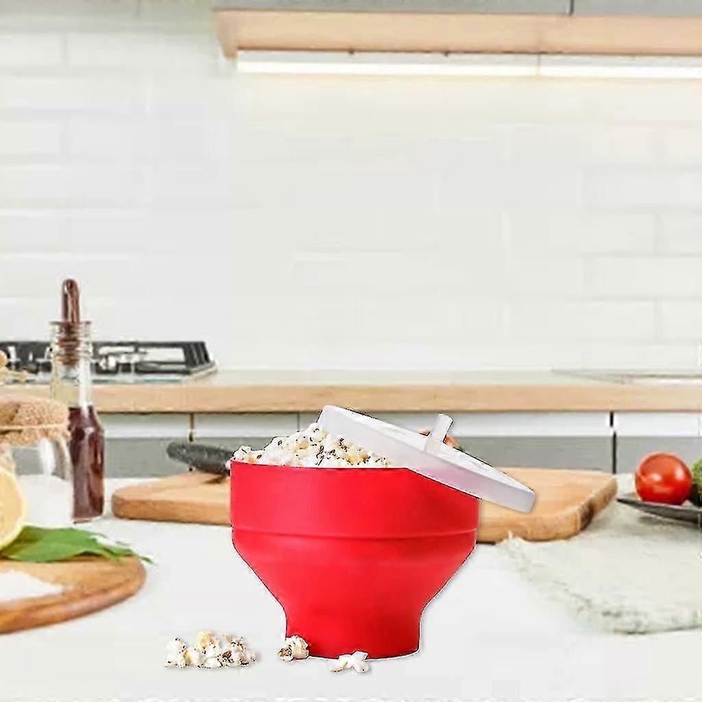 ZENGO Microwave Silicone Popcorn Popper Bowl With Lid Handle Collapsible Foldable Diy Popcorn Maker Bucket Reusable Container Kitchen Tool