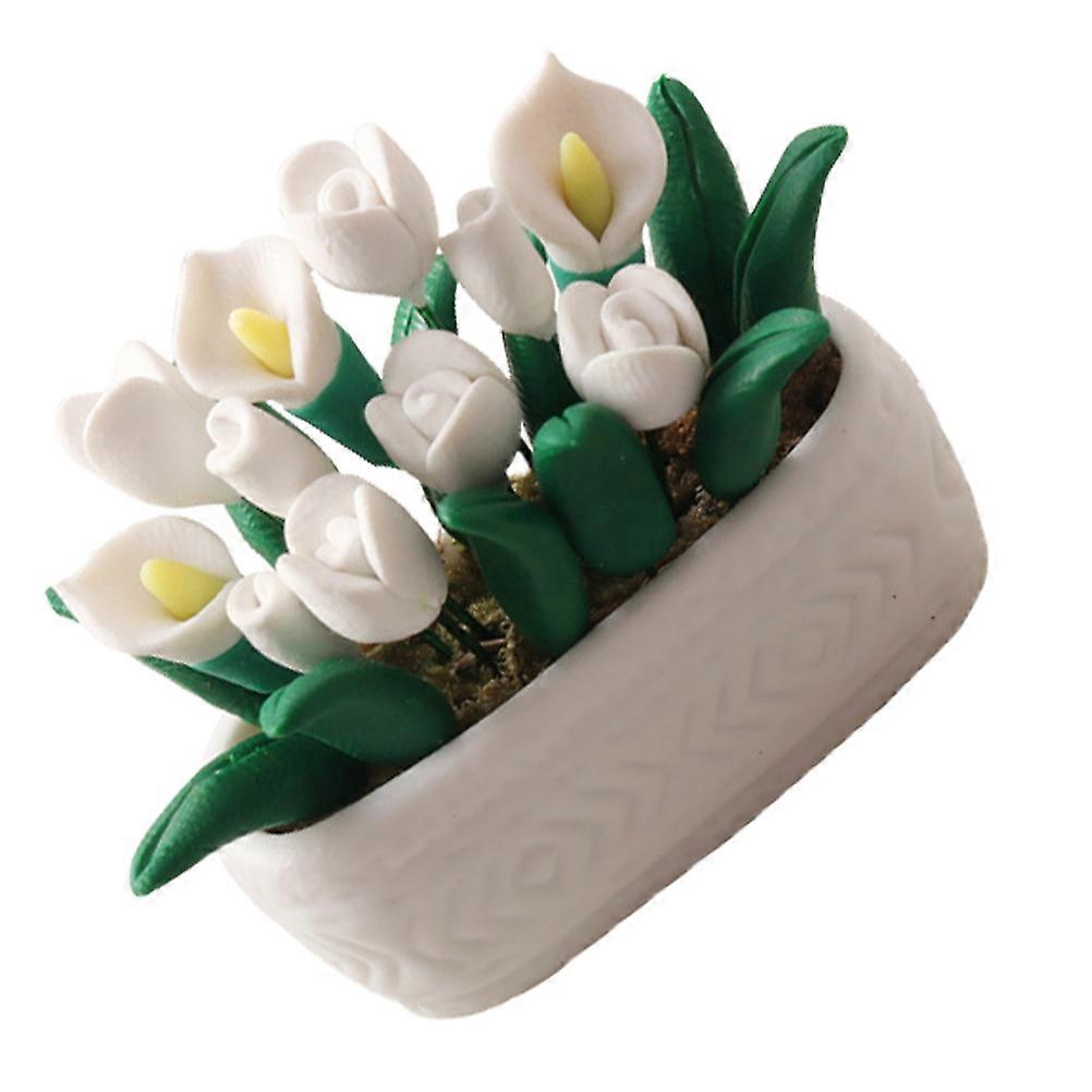 White Resin Mini Bonsai for Decor Create Comfortable Ambiance in Mini House with Stylish Design 1