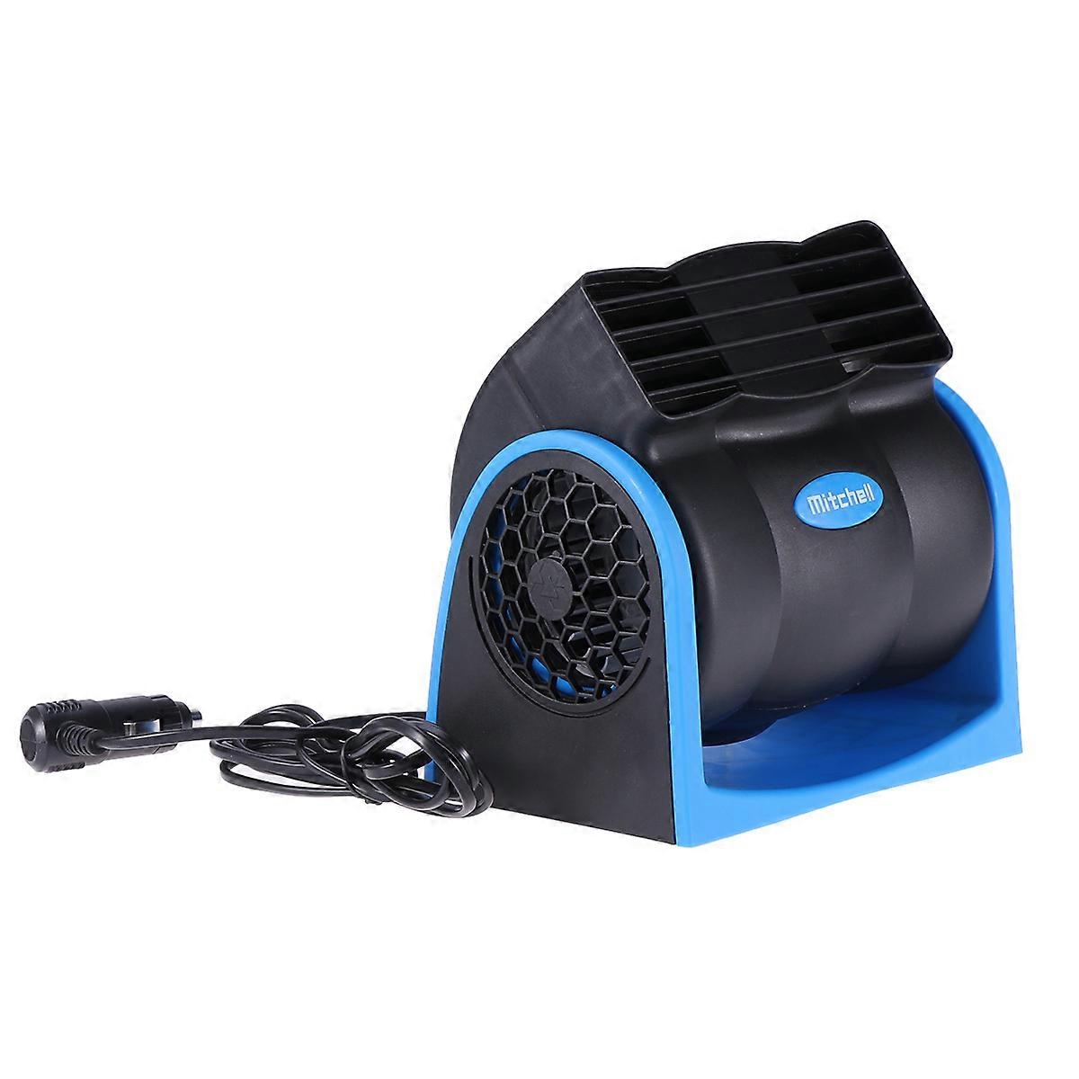 Auto Car Air Fan 12V Mini Compact Size High Efficient Cooling With Cigarette Lighter Adapter Blue 1Pack