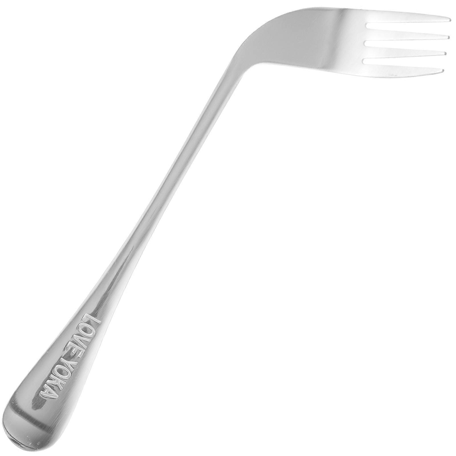 Eating Feeding Fork Adaptive Fork Left Hand Curved Utensil Deepened Design For Solid Food Arthritis Patients Rust Proof Durable 1Pack