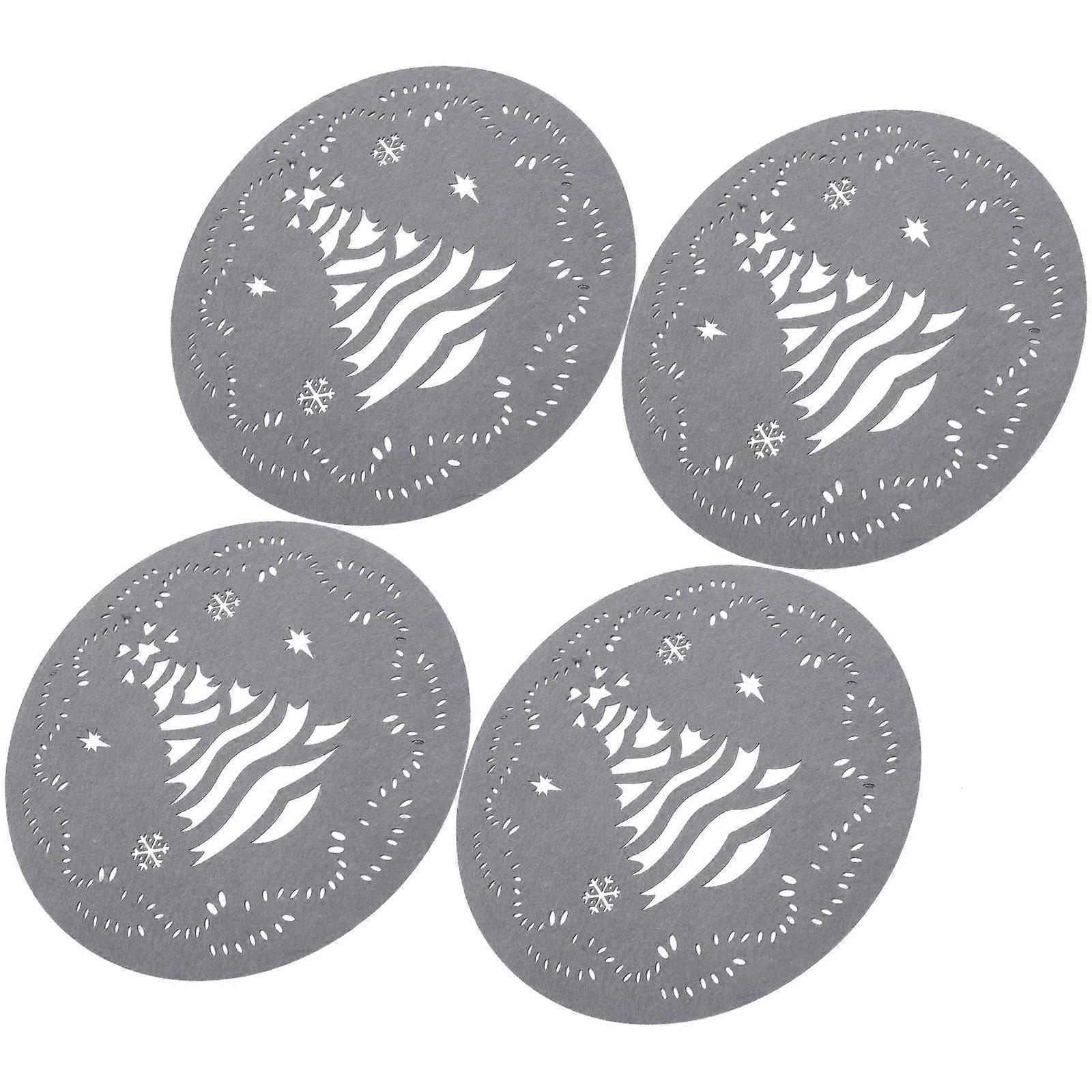 Dining Table Accessories Christmas Tree Pattern Coaster Heat Resistance Felt Home Dinner Table Decor 4Pcs