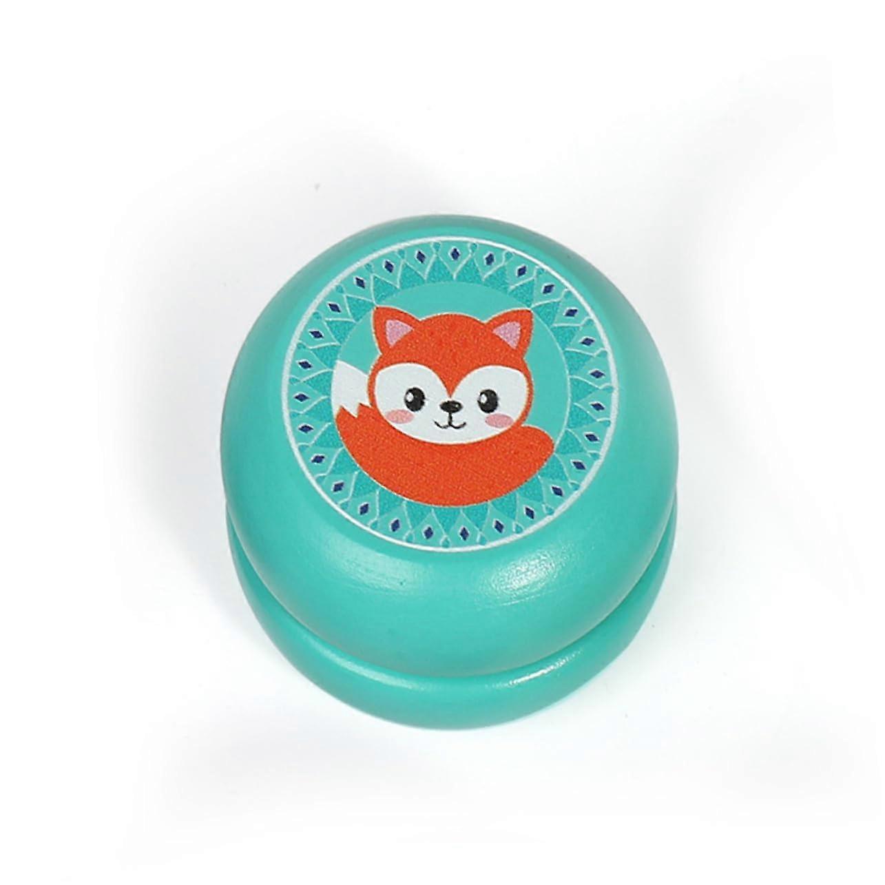 2 Pieces Wooden Yoyo with Fun Cartoon Animal Patterns Snail and Fox for Color Recognition and Wrist Strengthening