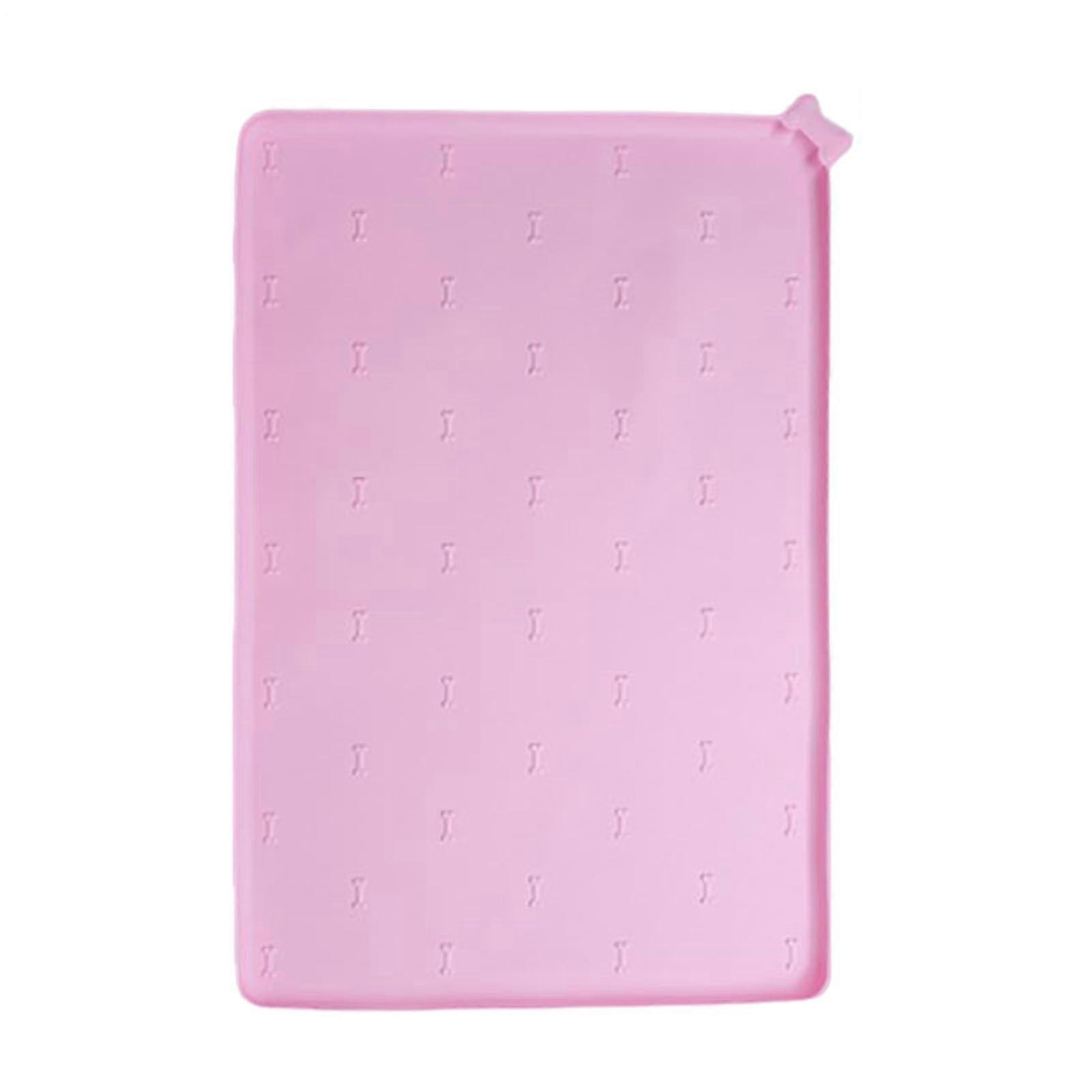 Pet Feeding Mat, Non-Slip Silicone Dog and Cat Food Pad, 23.6 x 15.7 Inch Quick-Dry Pink Mat for Pets