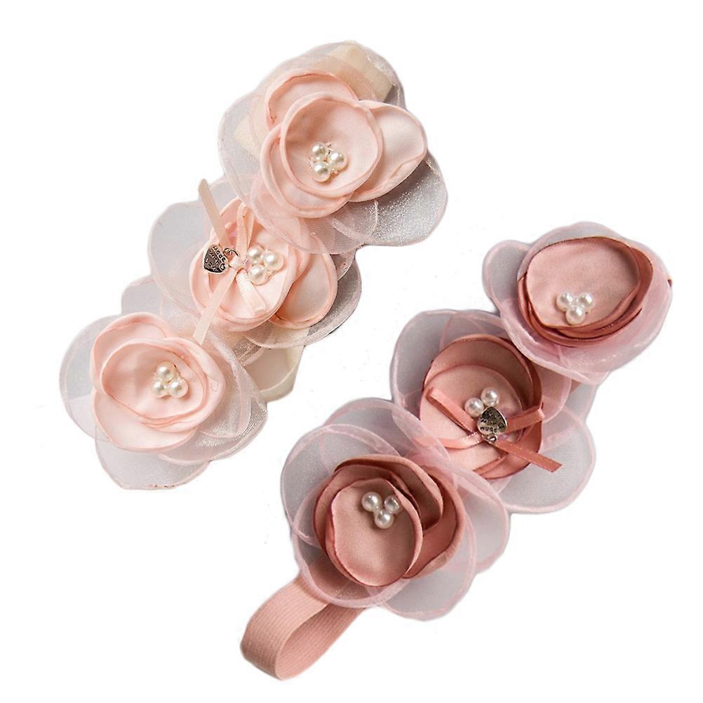 Infant Hair Bands Fabric Artificial Pearl Headwrap Toddlers Stage Performance Accessory 2Pcs