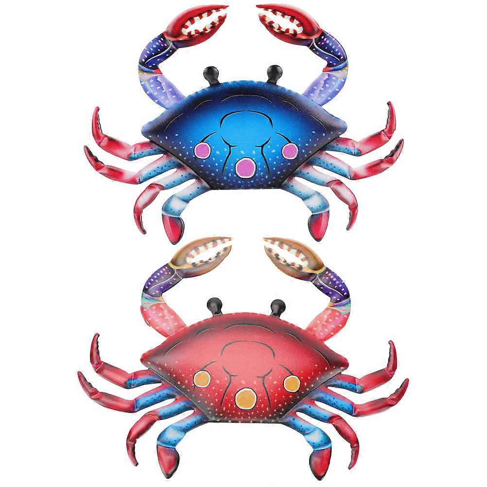 Iron Wall Art Decor 2pcs Hand Painted Hanging Pendants for Indoor Outdoor Use, Beach Themed Decoration for Garden, Kitchen, Room and Office Spaces