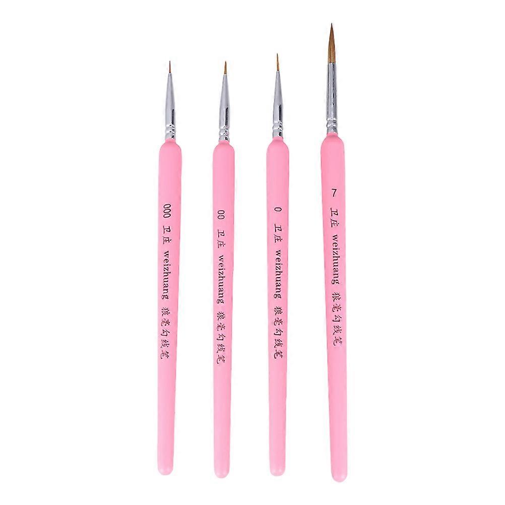 Detail Paint Brush Set for Painting Durable Plastic Lightweight and Convenient for Artists 4 Pcs Pink