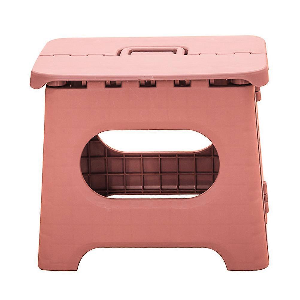 1Pc Portable Small Foldable Stool Pure Color Folding Taboret for Home Office Bathroom Pink