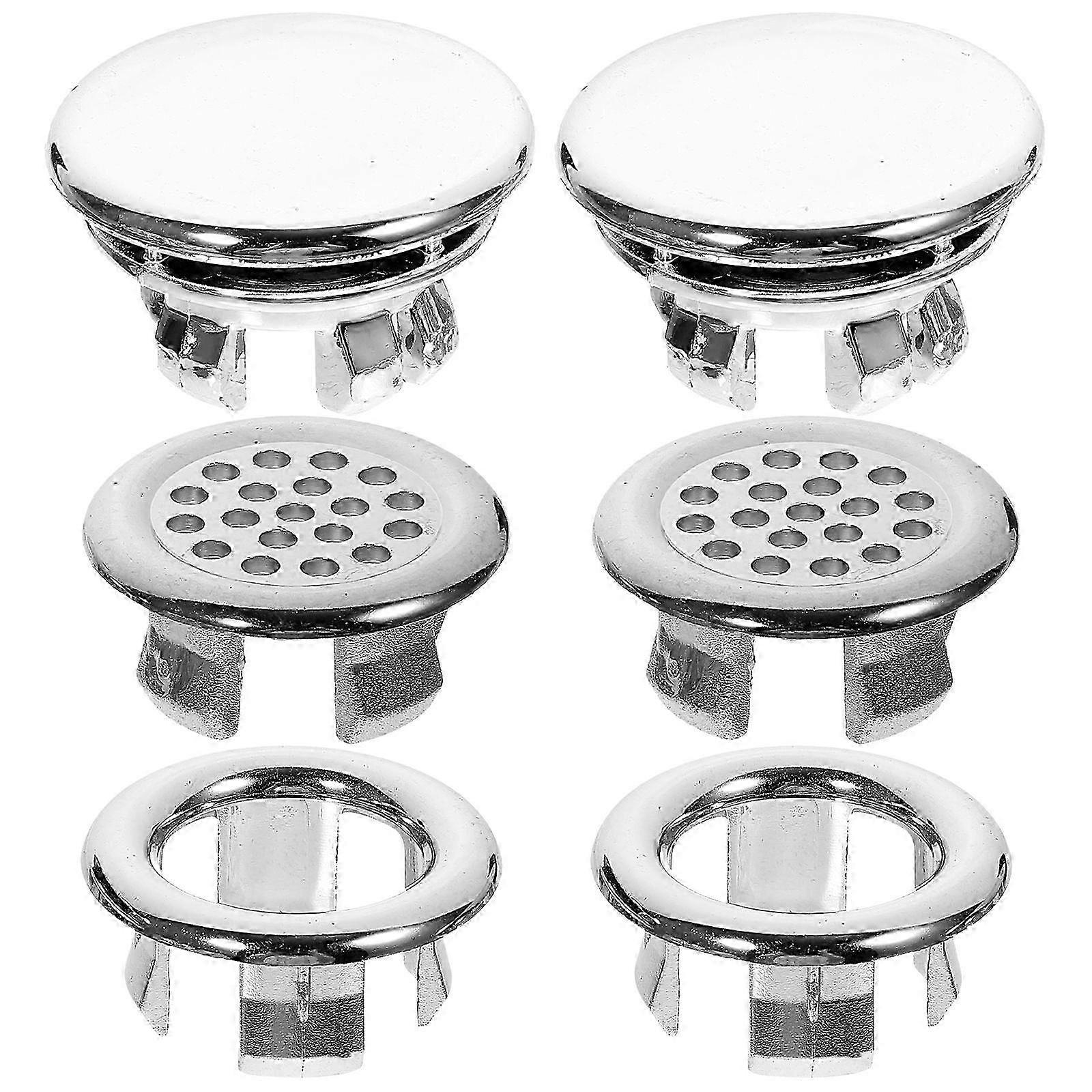 6pcs Sink Overflow Ring Bath Sink Overflow Ring Replacement Sink Accessory3.60X3.60X2.00CMSilver SZRH A-W