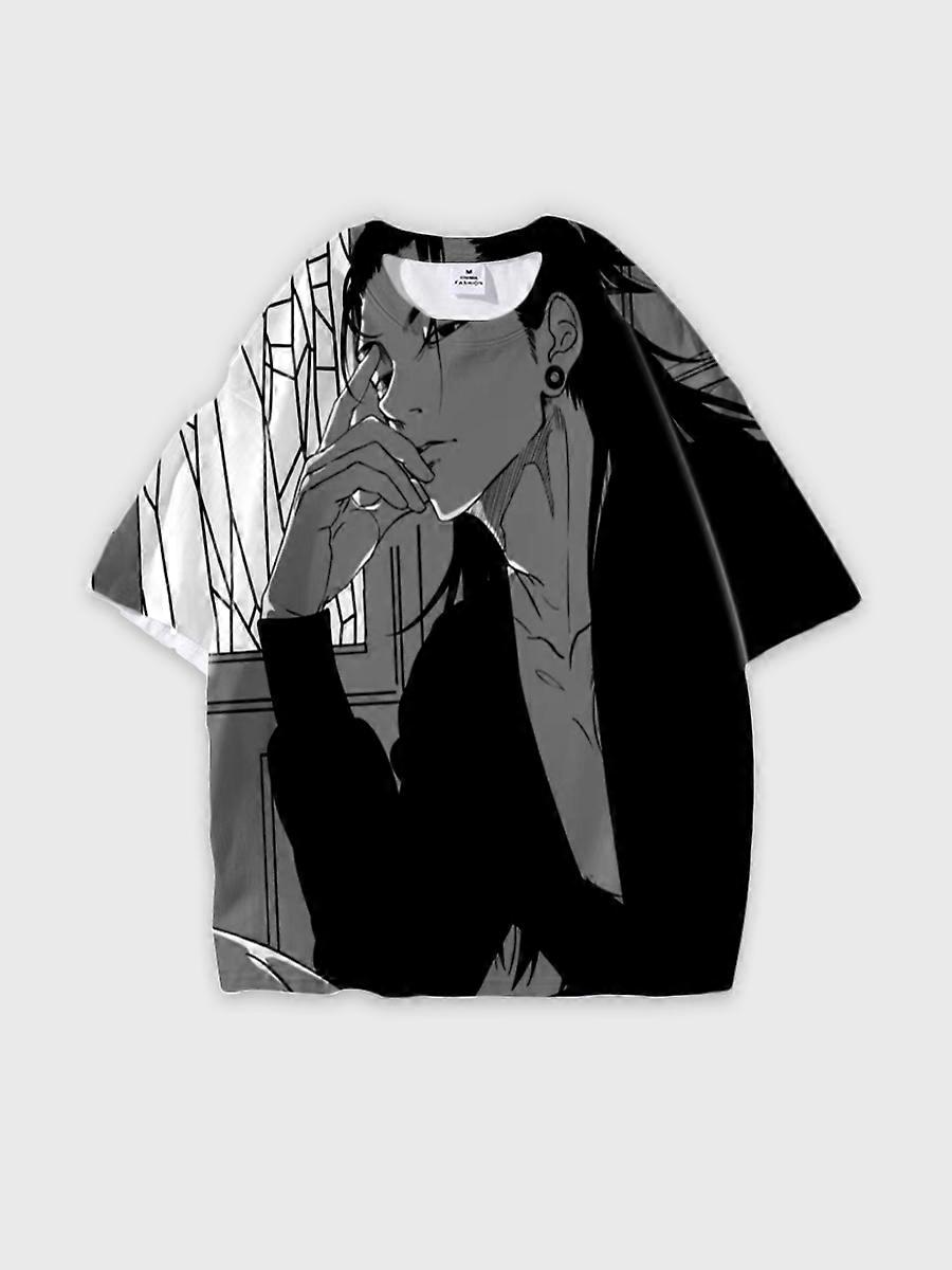 T-shirt round neck Character Pattern loose short sleeve P101