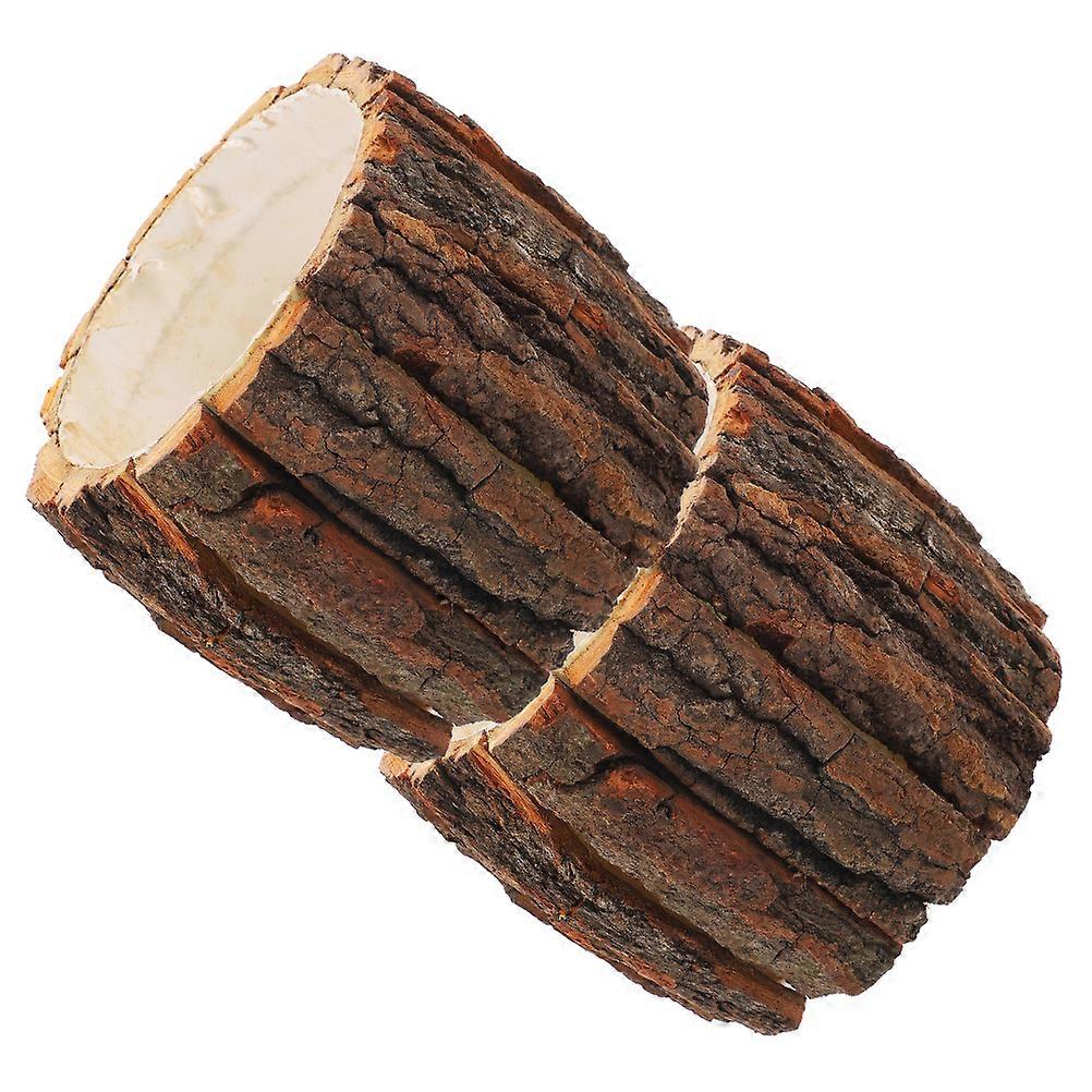 2pcs Natural Wood Flower Container with Rustic Bark Design Planter for Party Home Decor