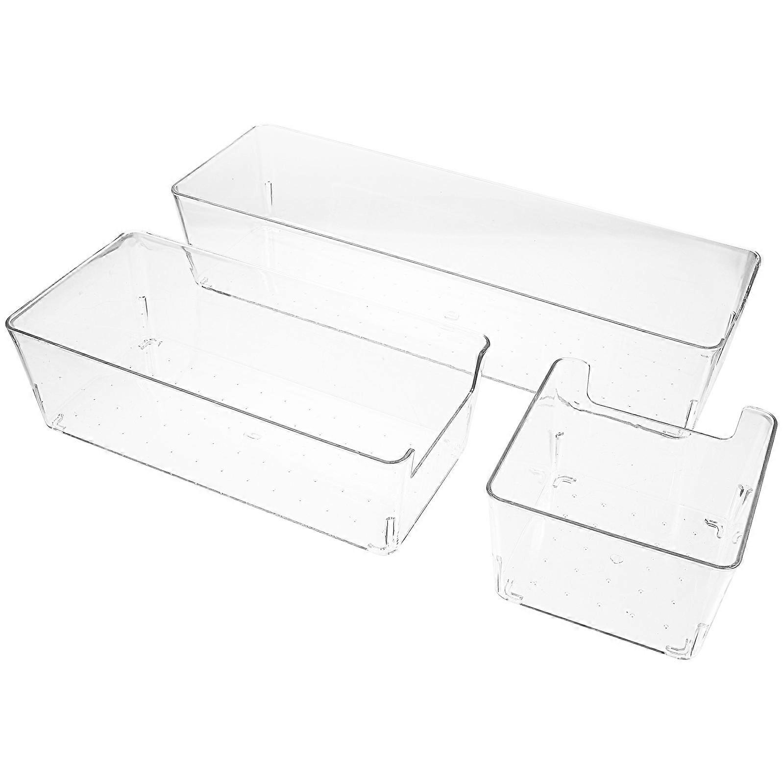 Transparent Plastic Storage Boxes for Desk Drawer Organizer Kits 3 Pieces Lightweight Portable Storage Solutions