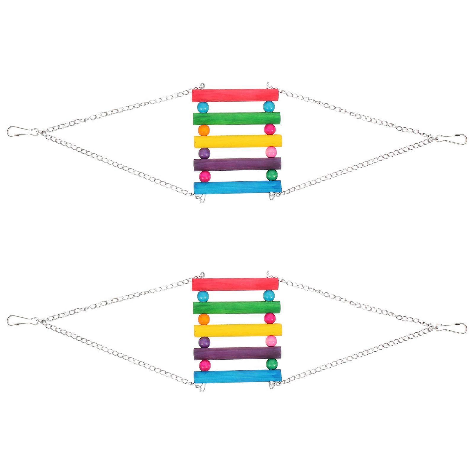 Wooden Parrot Toy with Adorable Design for Cage Use Creates Happy Atmosphere for Pet Parrot Multi 2Pcs