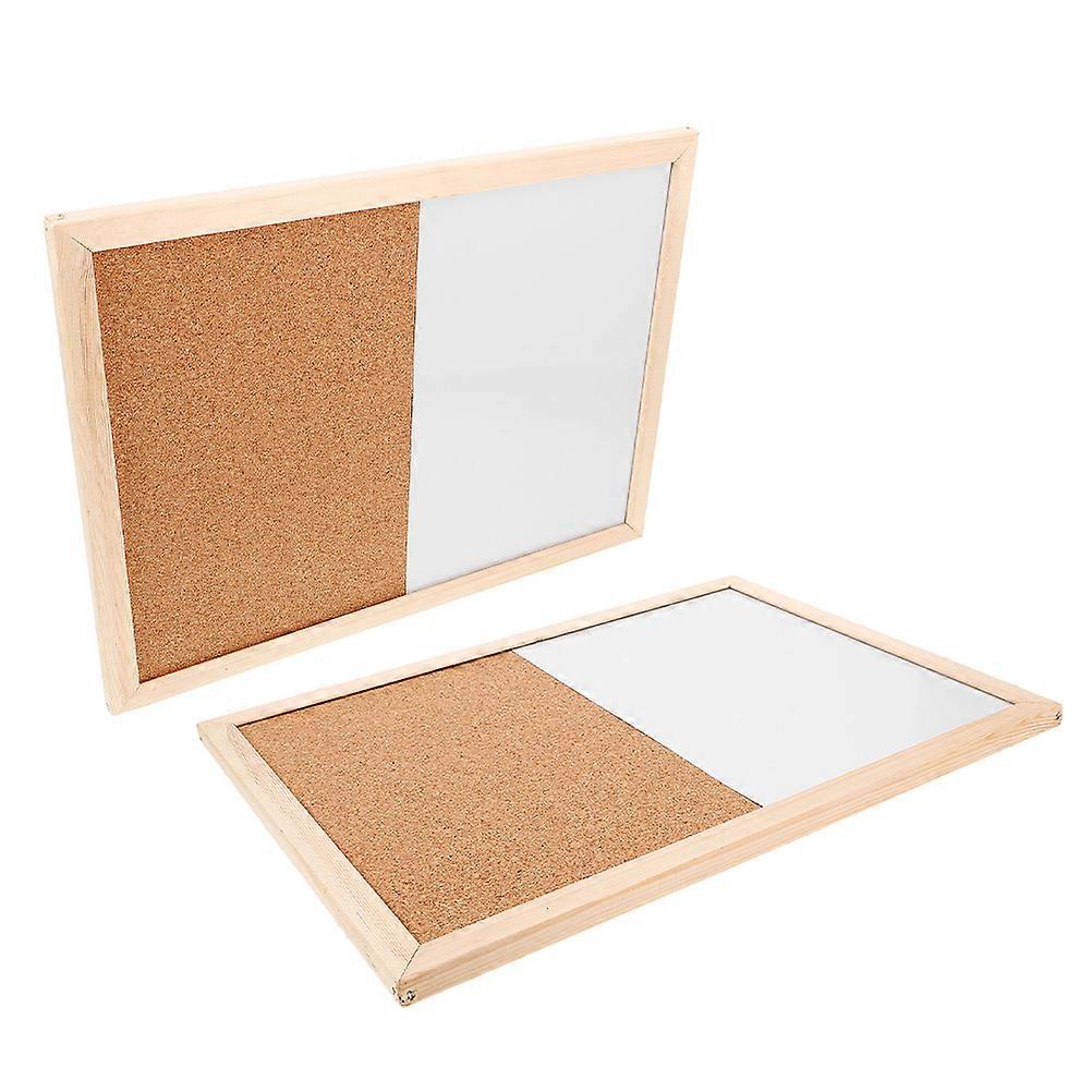 2pcs Small Cork and Dry Erase Board Wall Mounted Memo Frame for School Planning Home Office Supplies